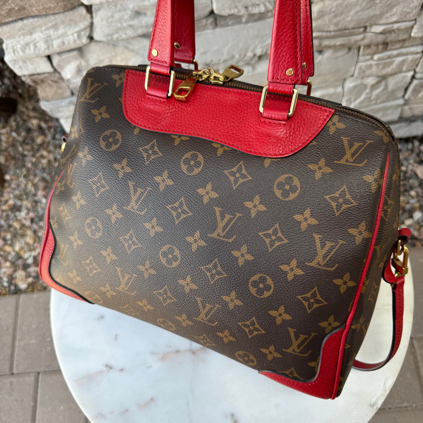Louis Vuitton Leather and Monogram Canvas Retiro NM