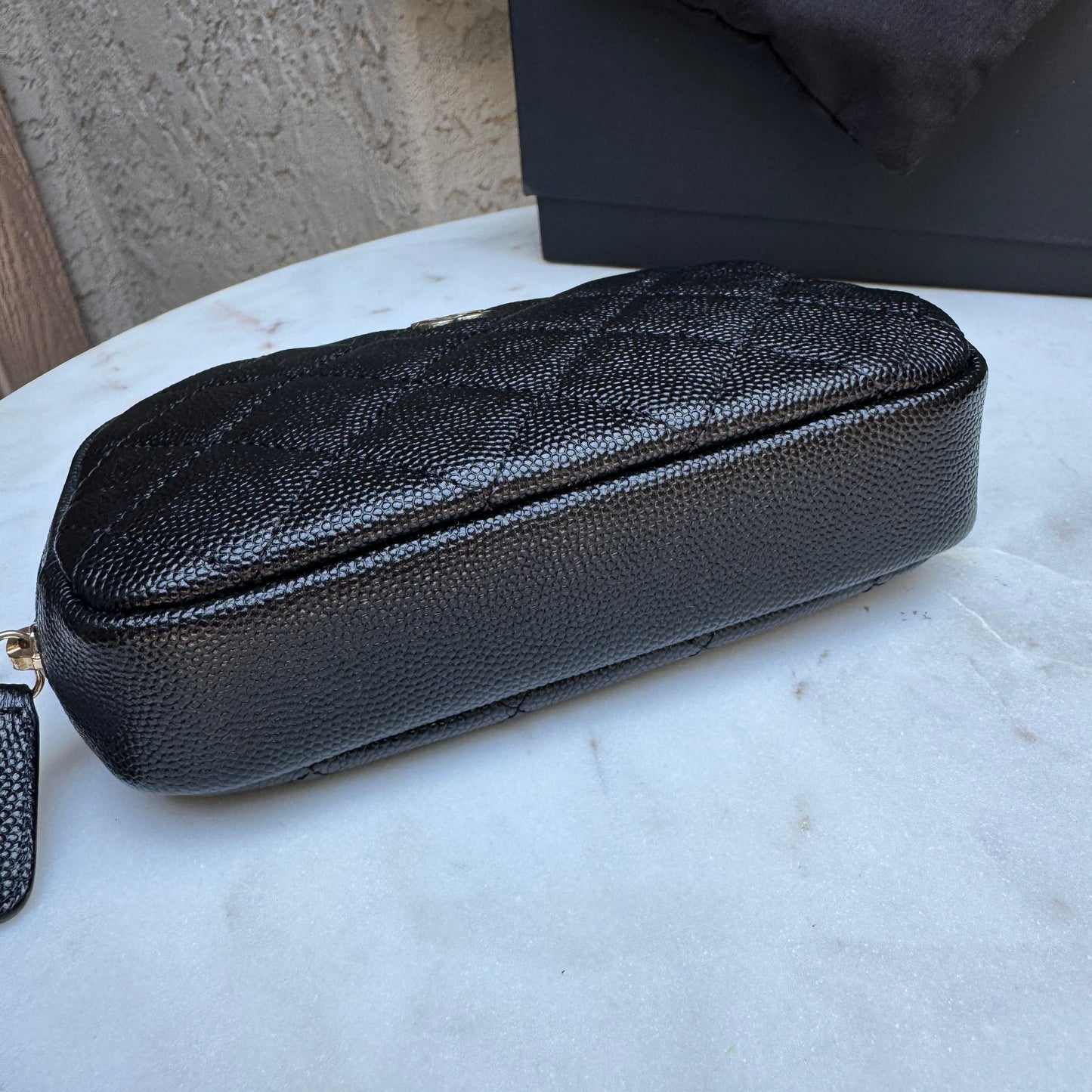 Chanel Small Curvy Quilted Caviar Cosmetic Pouch