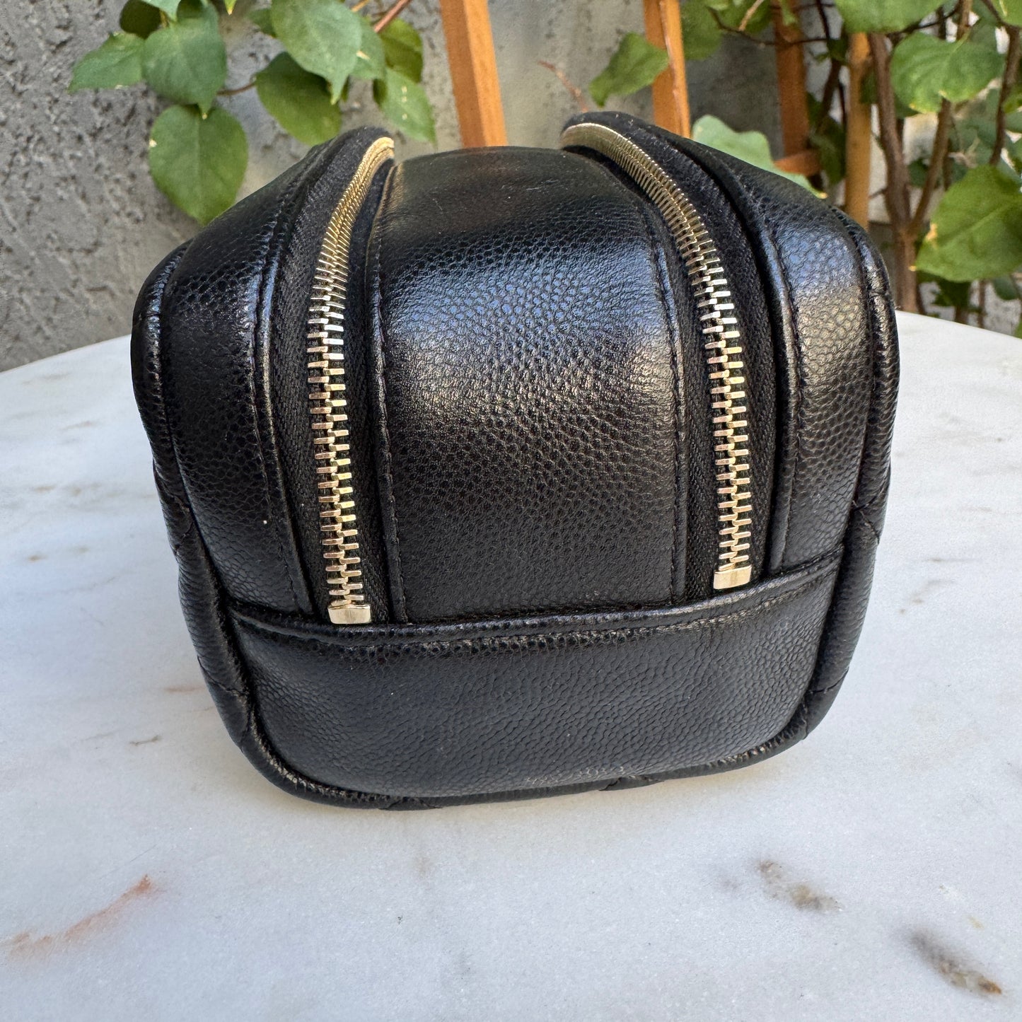 Chanel Double Zip Caviar Leather Cosmetic Bag