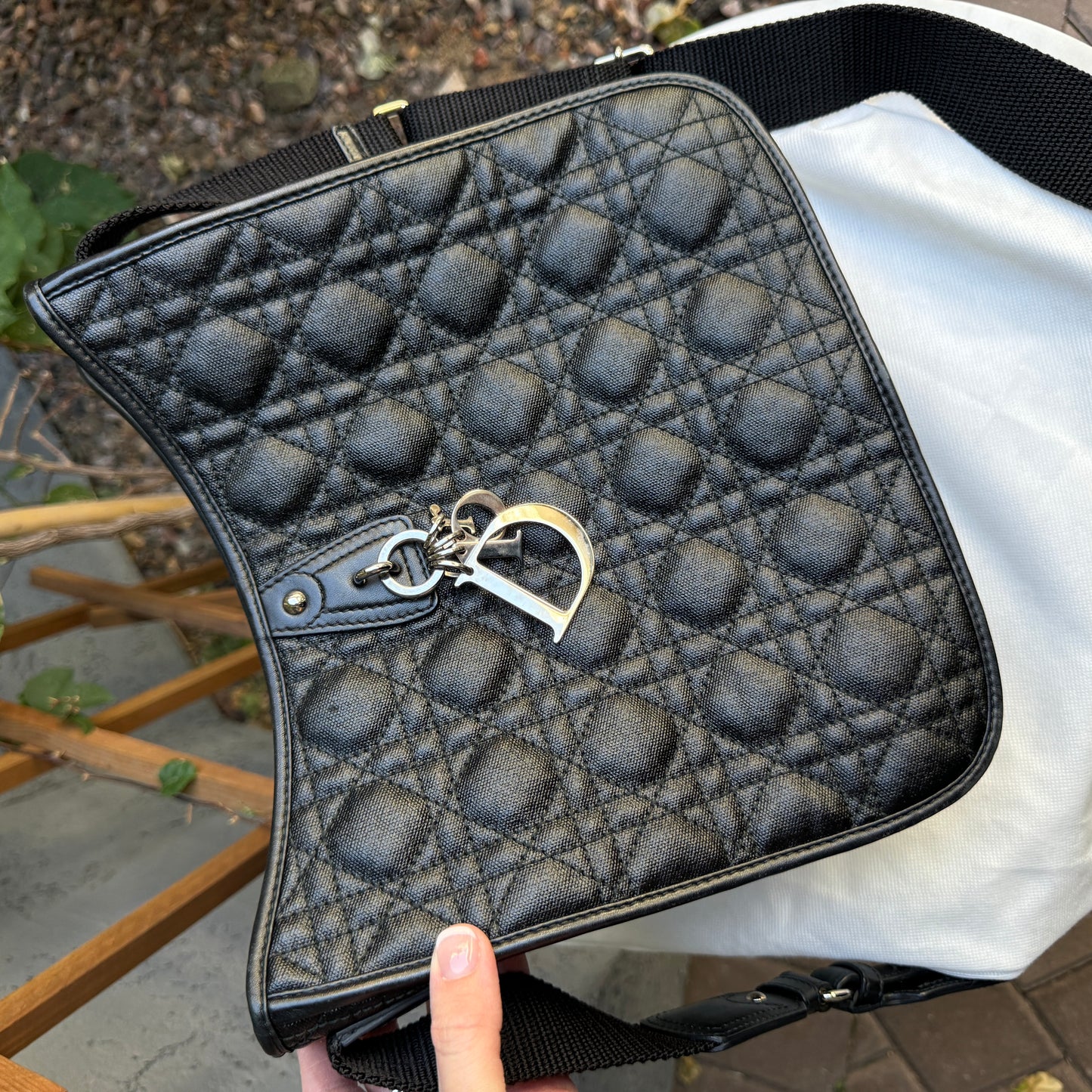 Christian Dior Panarea Cannage Quilt Canvas Crossbody