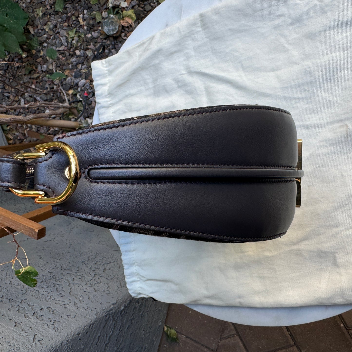 Fendi Zucca Monogram Crescent Small Fendigraphy Shoulder Bag