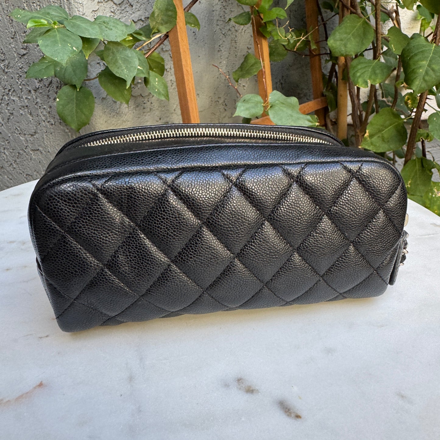 Chanel Double Zip Caviar Leather Cosmetic Bag
