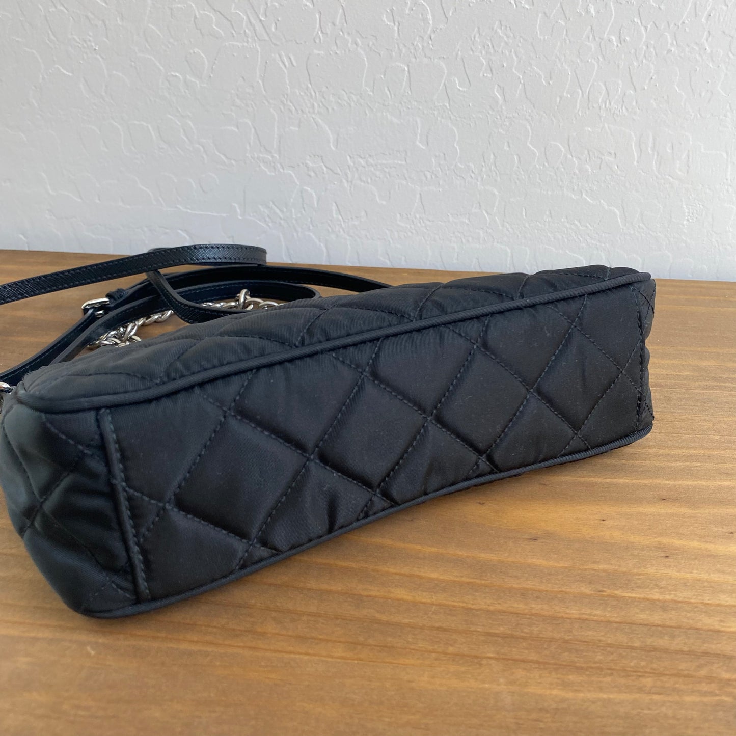 Prada Nylon Quilted Convertible Pochette Chain Crossbody
