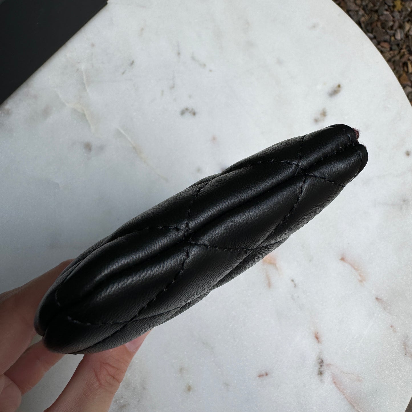 Chanel Lambskin Leather O-Case Zipper Pouch Wallet