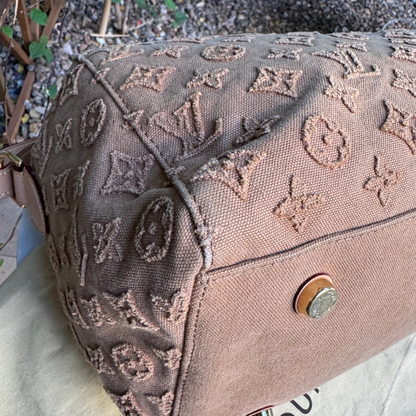 Louis Vuitton Monogram Stone Denim Speedy Bandouliere 35