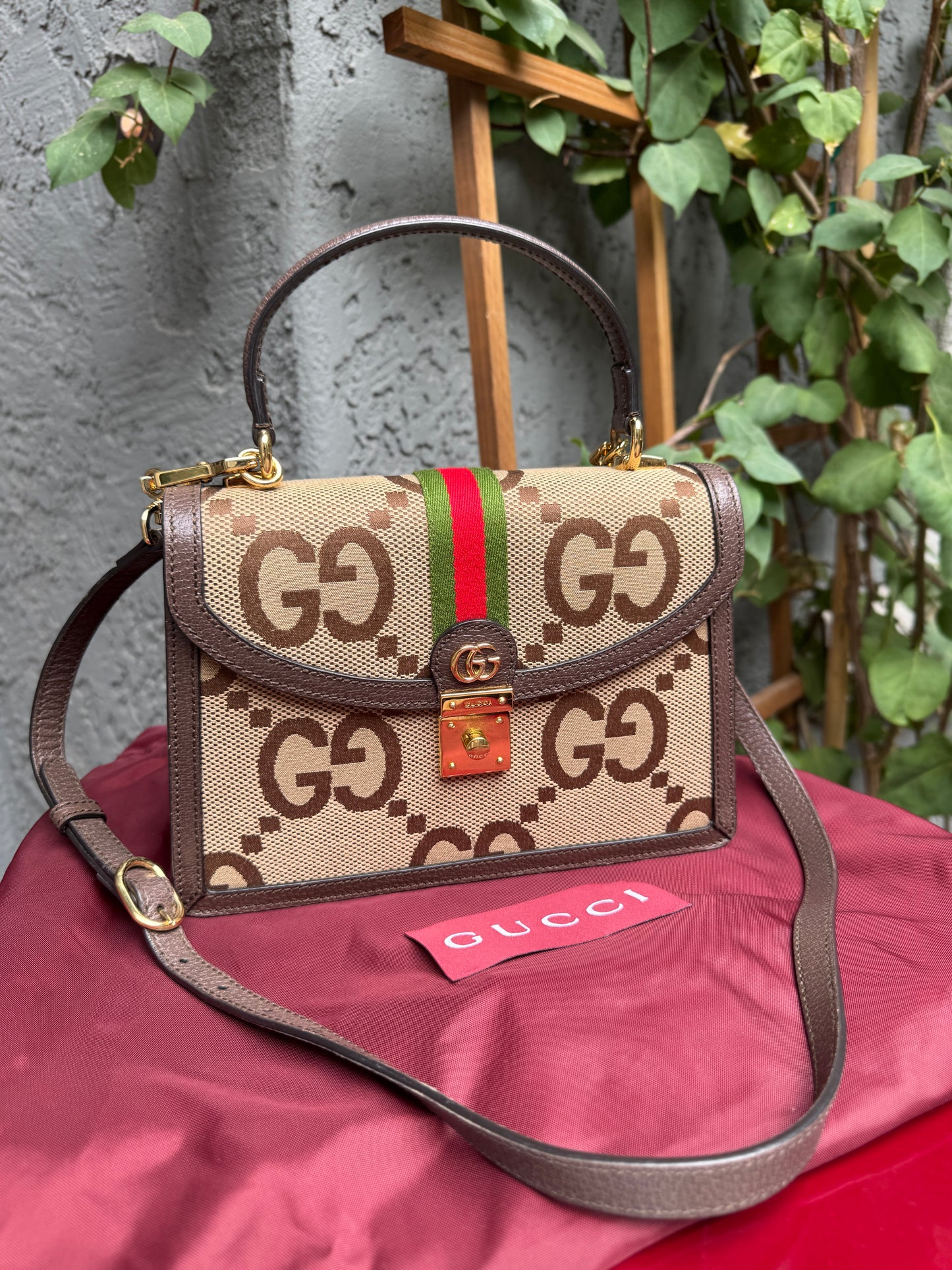 Gucci Ophidia Jumbo Monogram Top Handle Crossbody