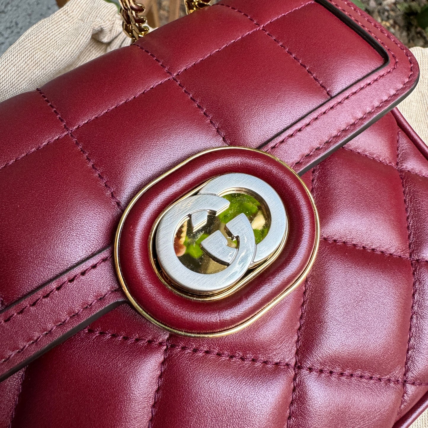 Gucci Deco Mini Flap Leather Crossbody