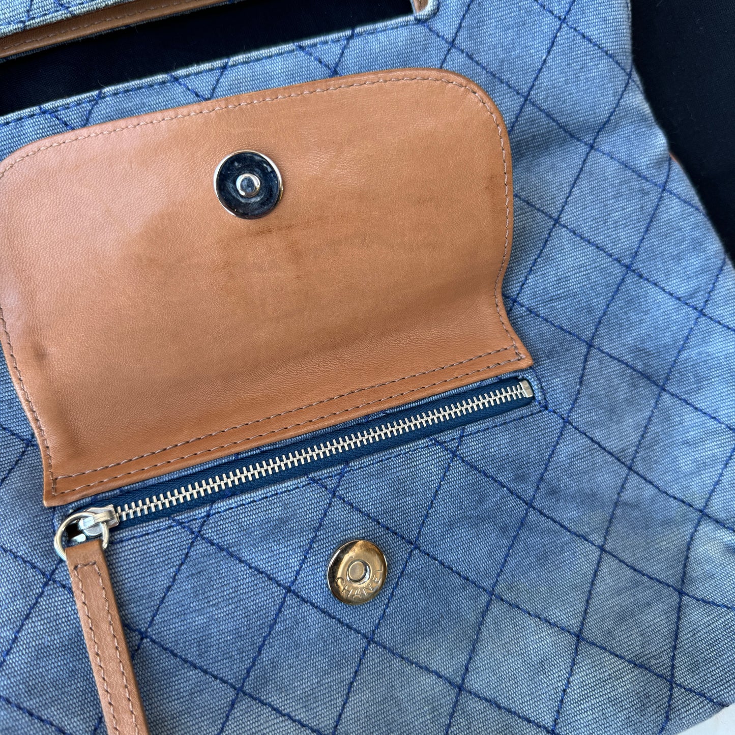 Chanel Denim and Leather 2 Way Clutch
