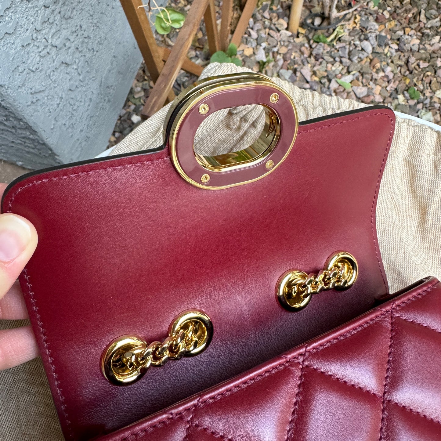 Gucci Deco Mini Flap Leather Crossbody
