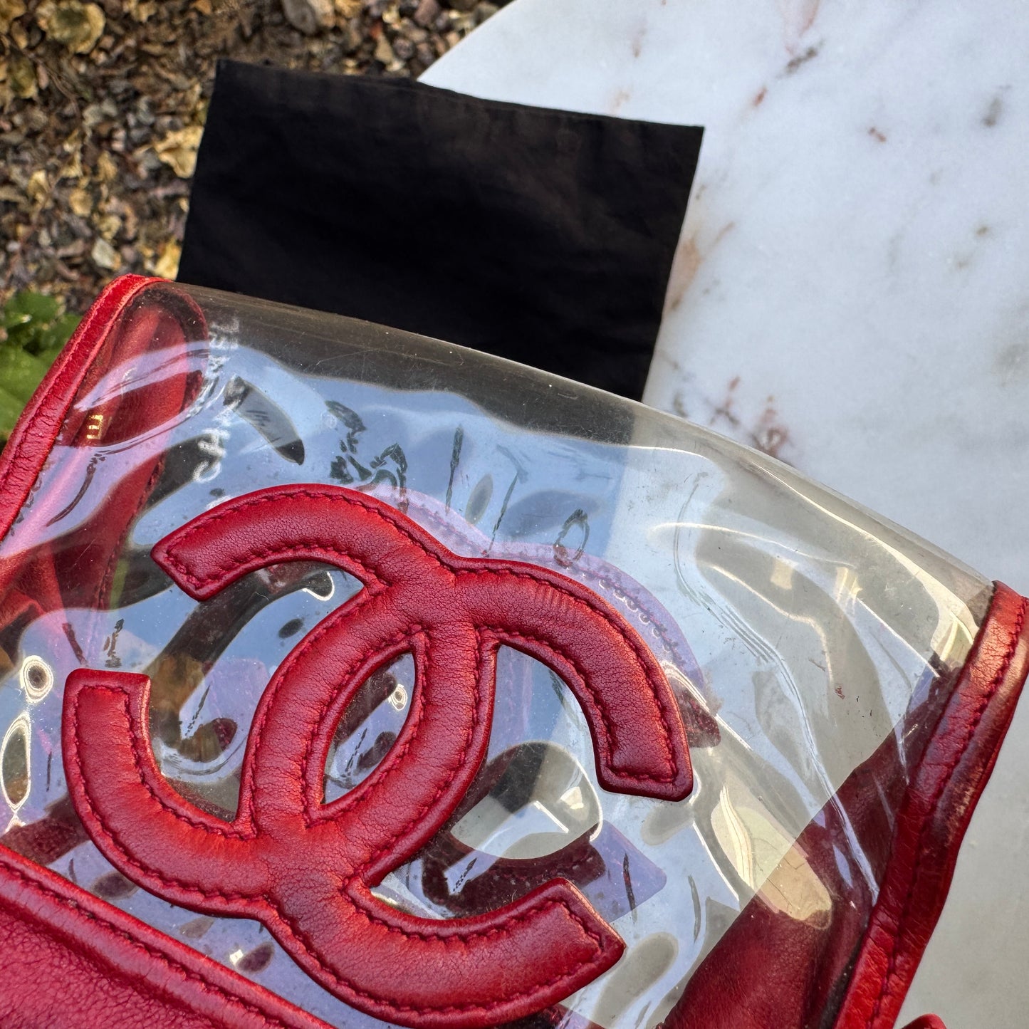 Chanel 90s Vintage CC Lambskin Vinyl Cosmetic Pouch