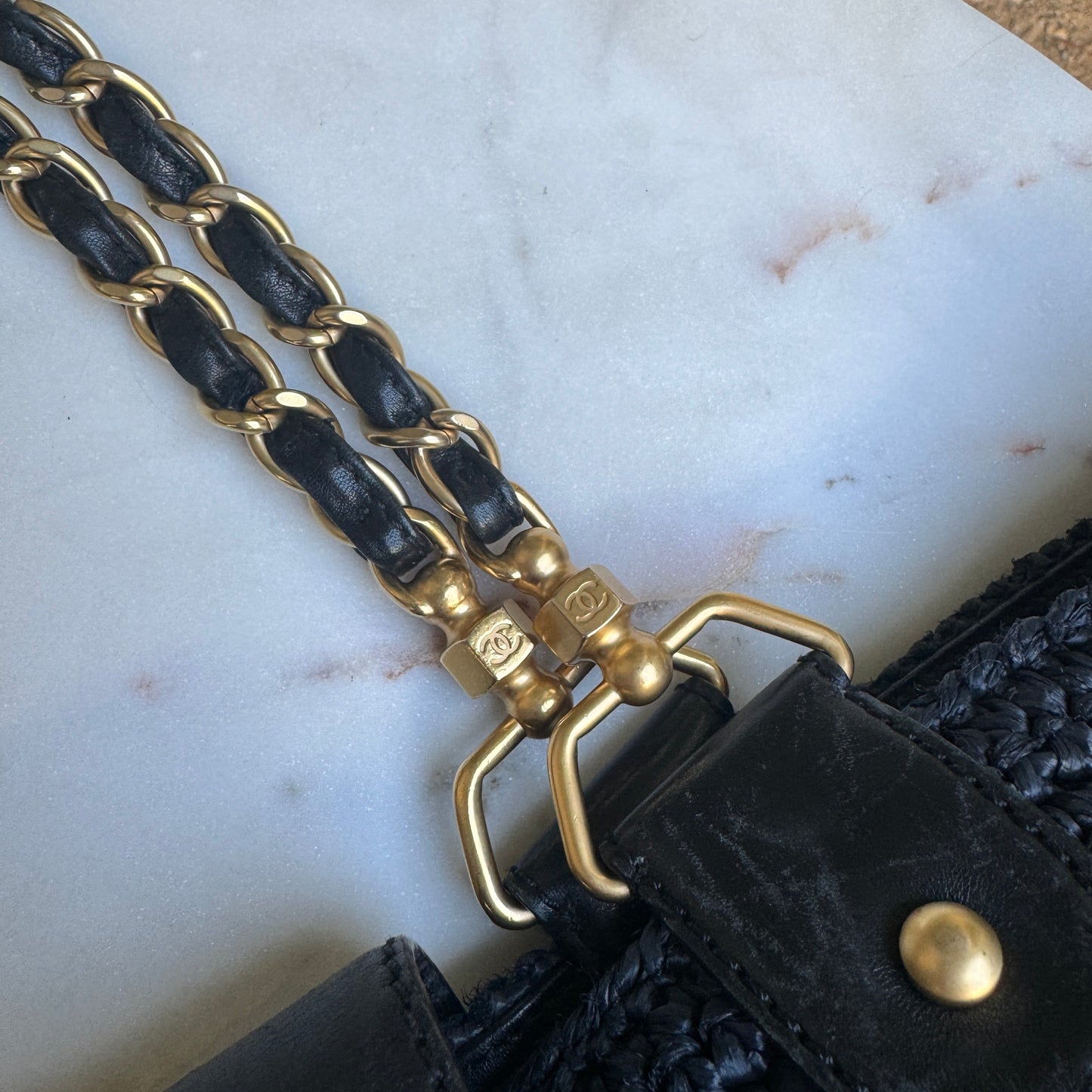 Chanel Raffia Chain Tote