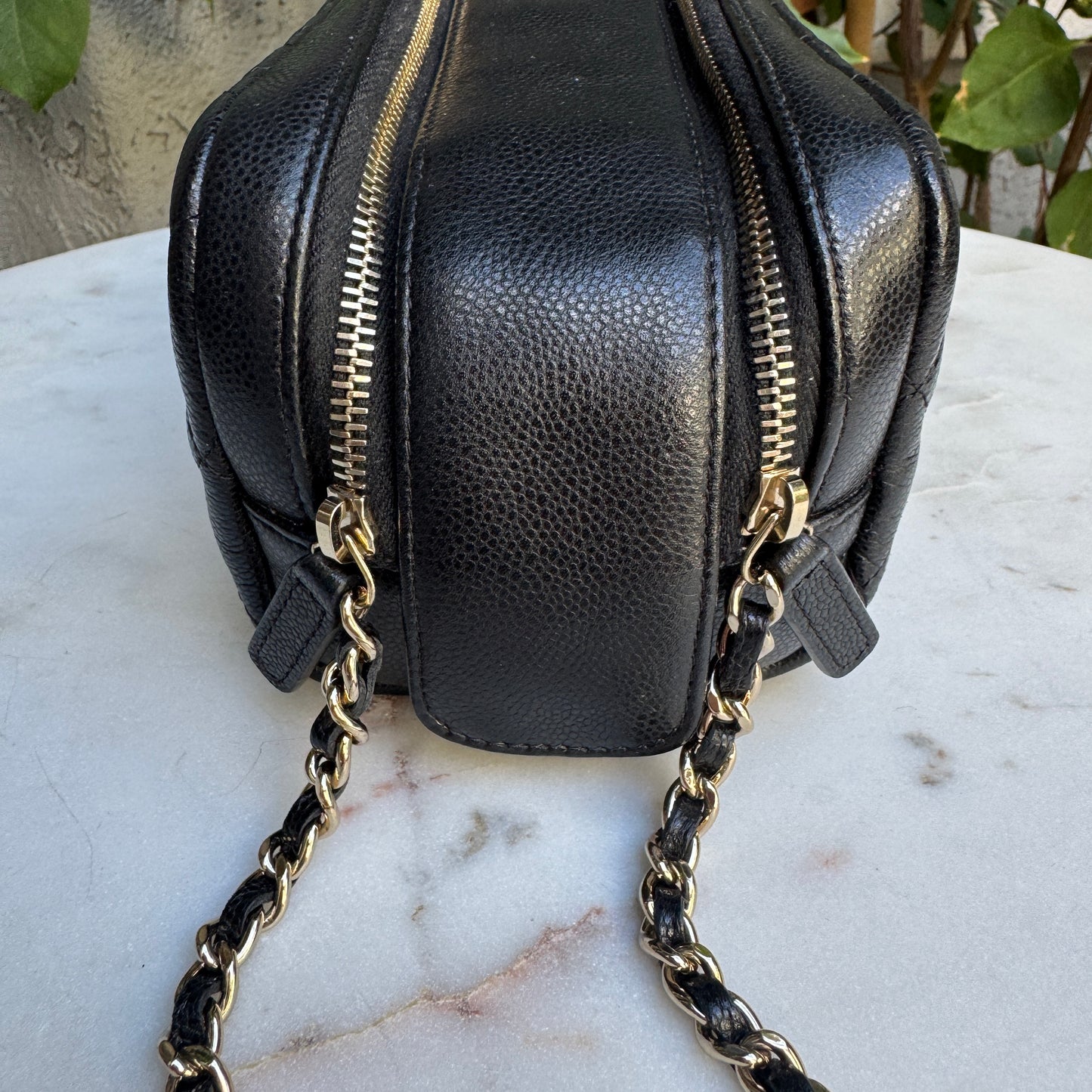 Chanel Double Zip Caviar Leather Cosmetic Bag