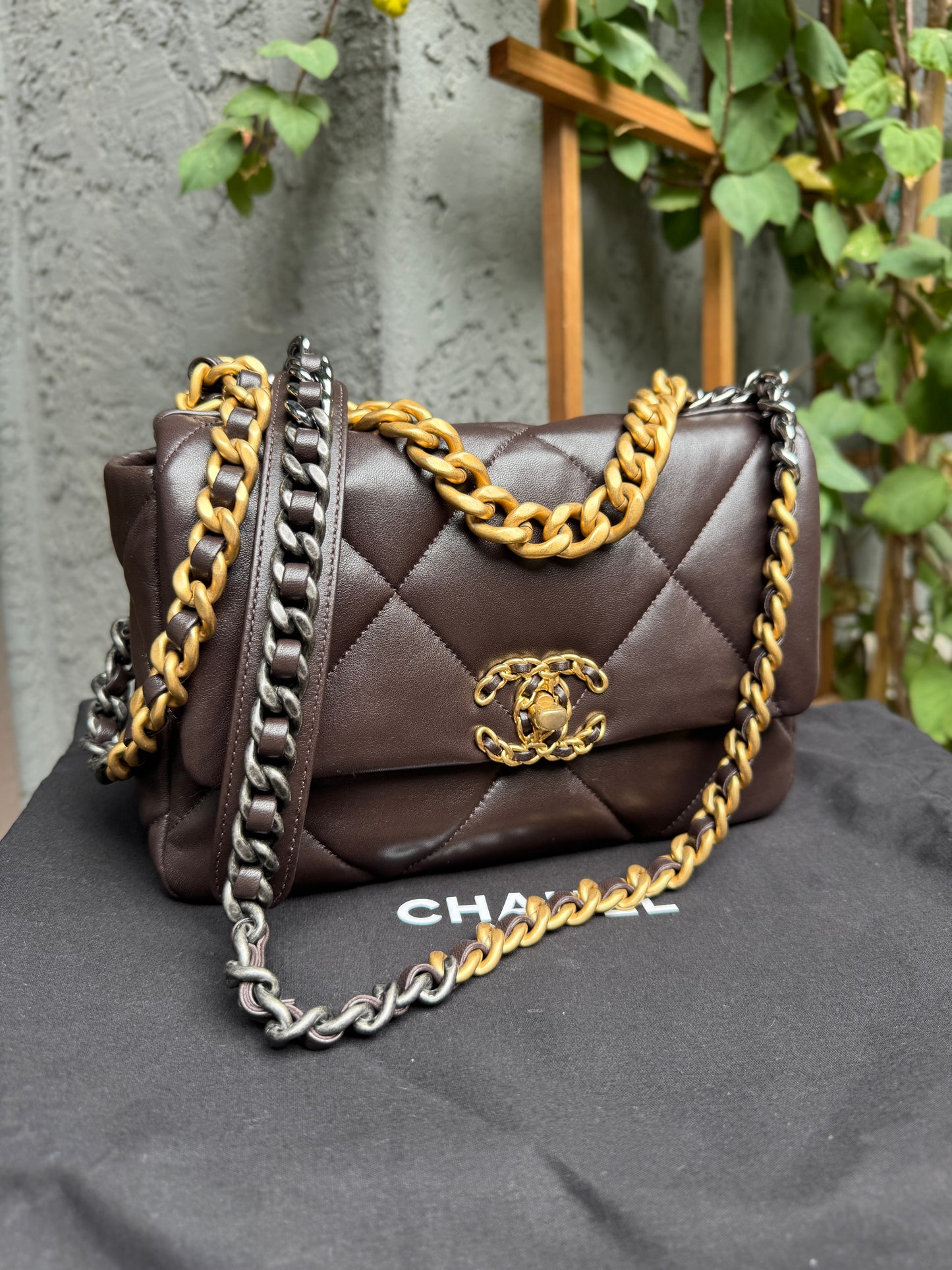 Chanel Medium 19 Shiny Lambskin Quilted Flap Crossbody