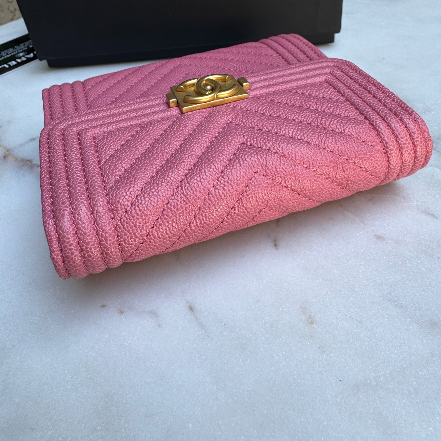 Chanel Boy Caviar Leather Chevron Wallet