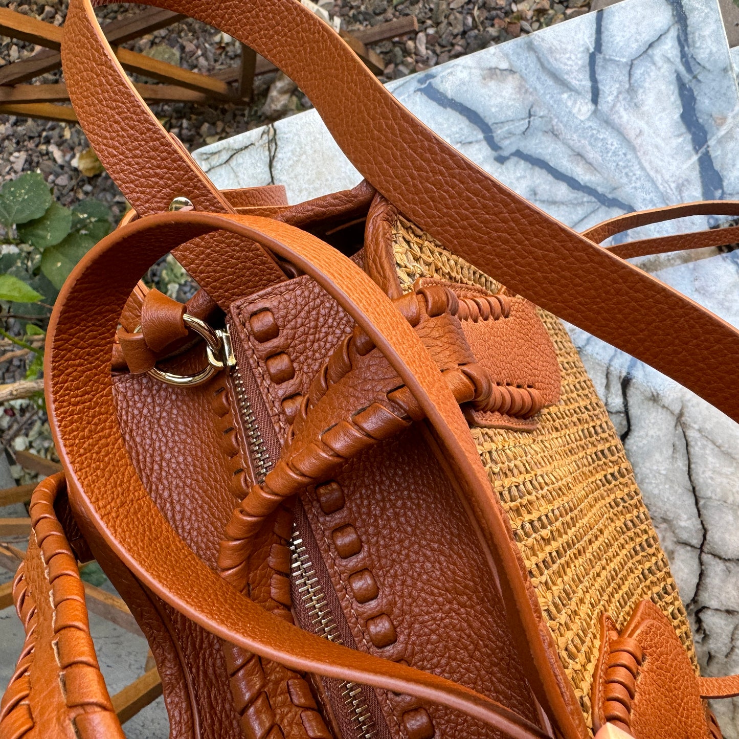 Chloé Mony Small Raffia Tote Crossbody
