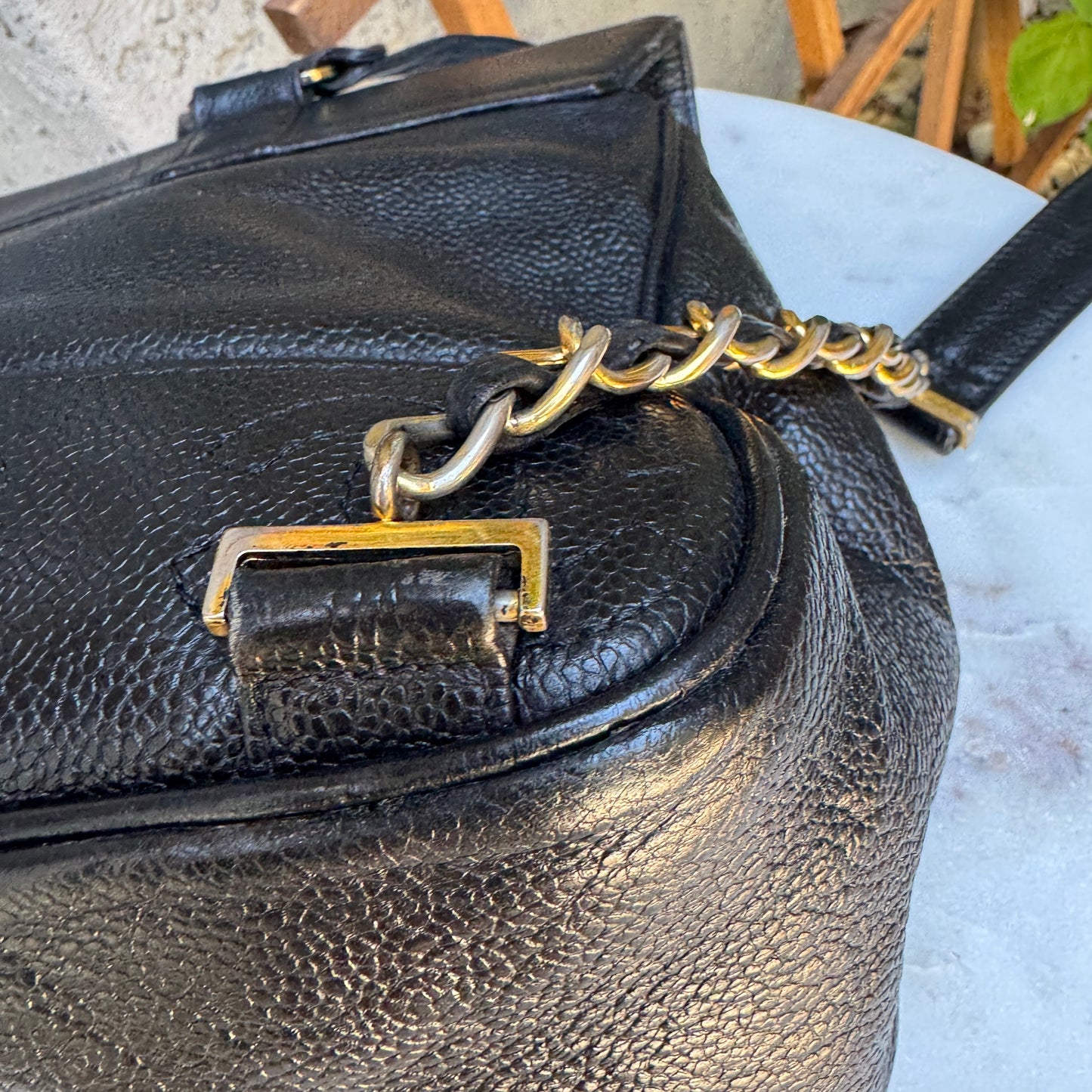 Chanel Vintage Triple Stitched CC Drawstring Flap Caviar Backpack