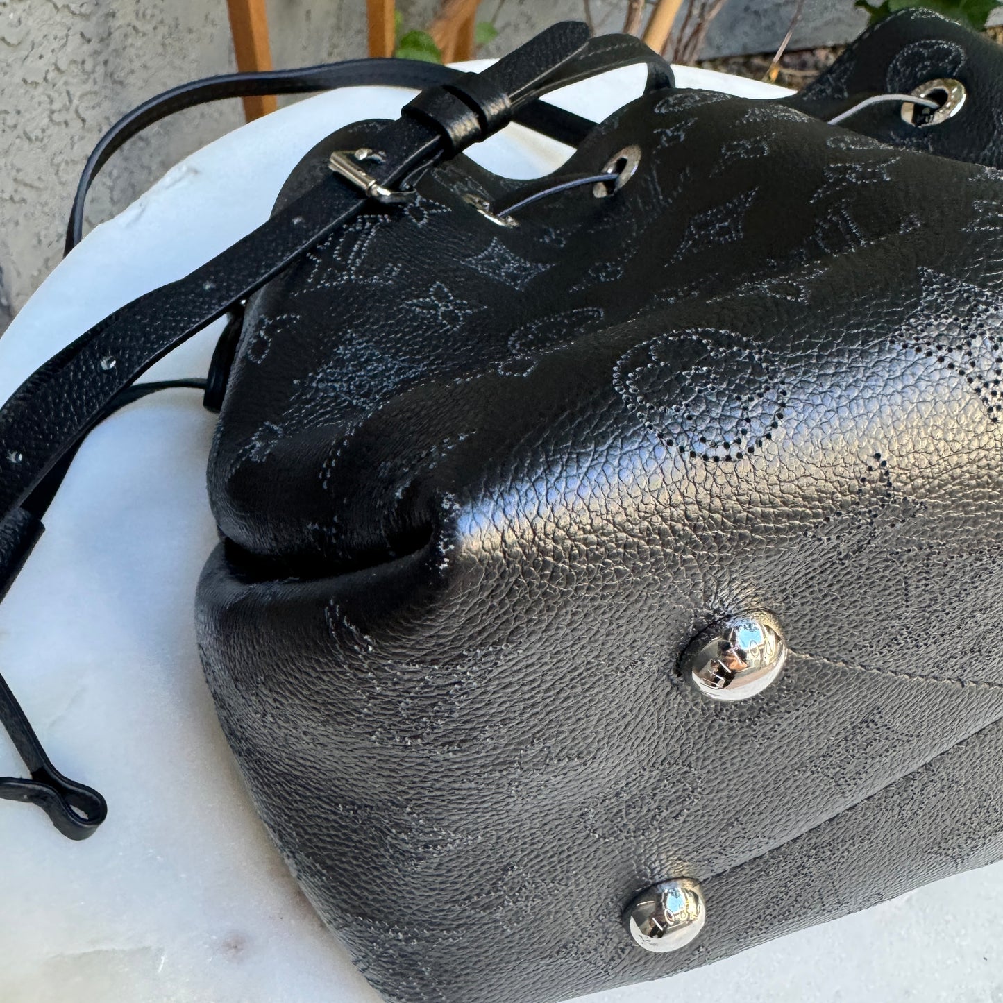 Louis Vuitton Bella Perforated Mahina Monogram Calf Leather Bucket Bag
