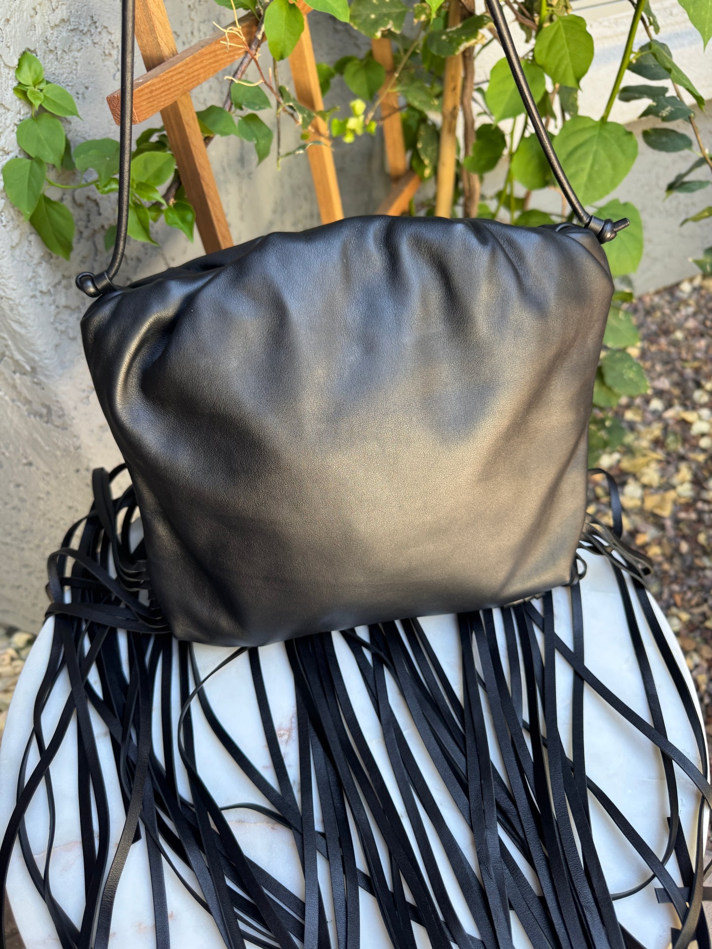 Bottega Veneta The Fringe Pouch Leather Shoulder Bag