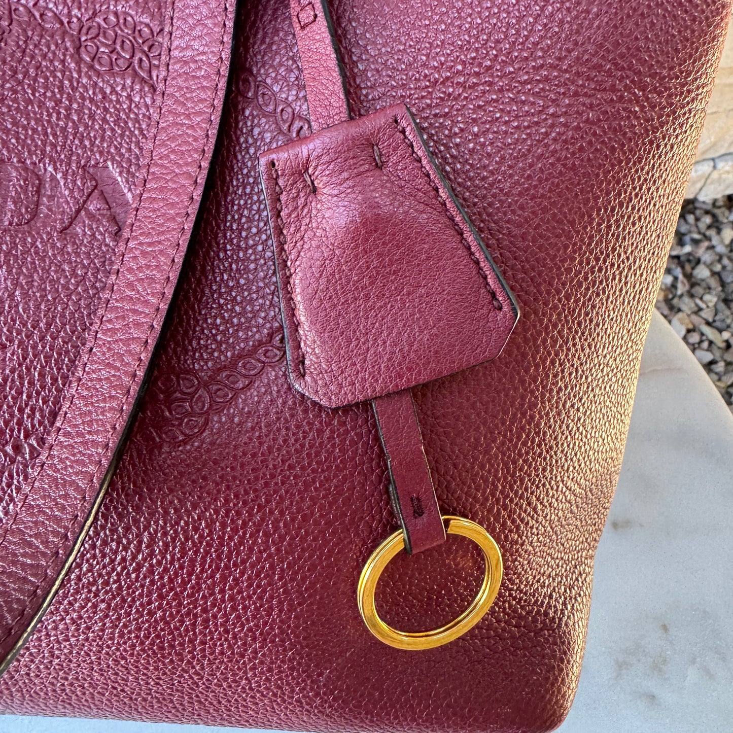 Prada Embossed Logo Leather Shoulder Bag