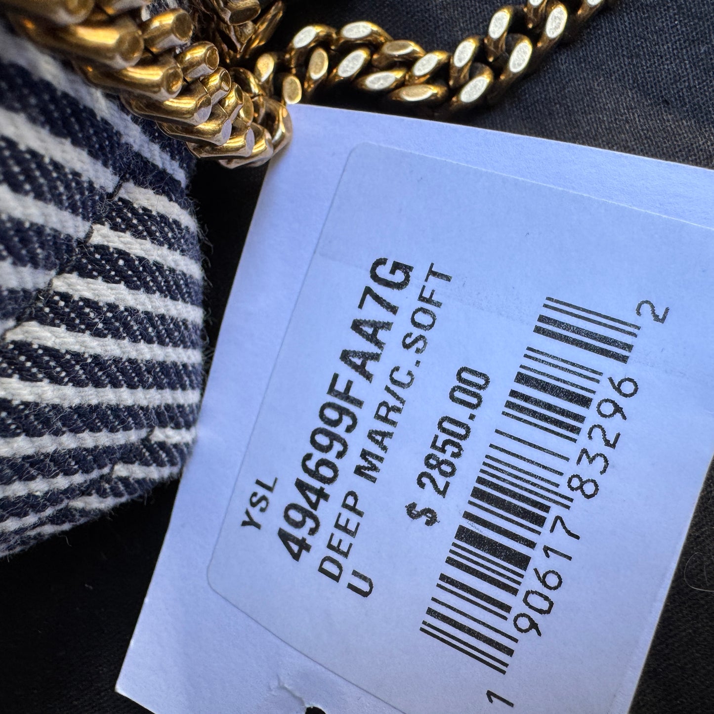 Saint Laurent Small Loulou Striped Chain Crossbody