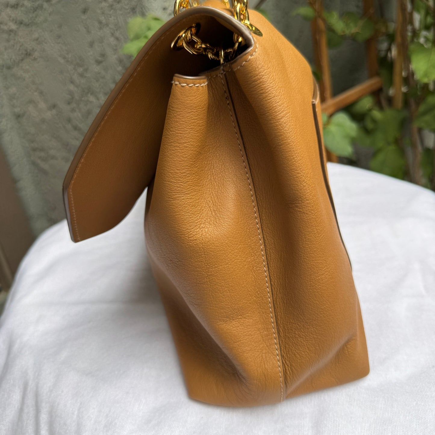 Prada Doux Extra Large Caramel Leather Shoulder Bag