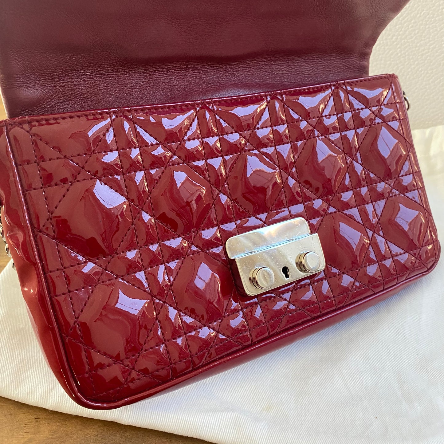 Dior Patent Leather Cannage Miss Dior Wallet on Chain Crossbody