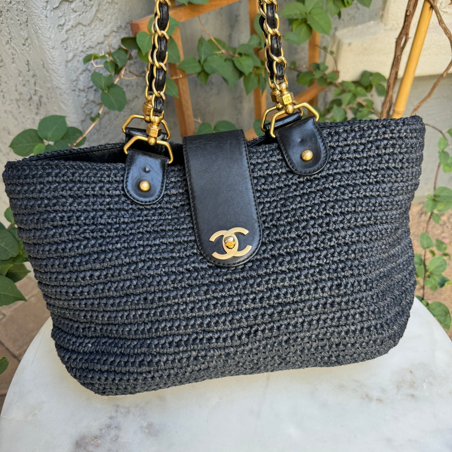 Chanel Raffia Chain Tote