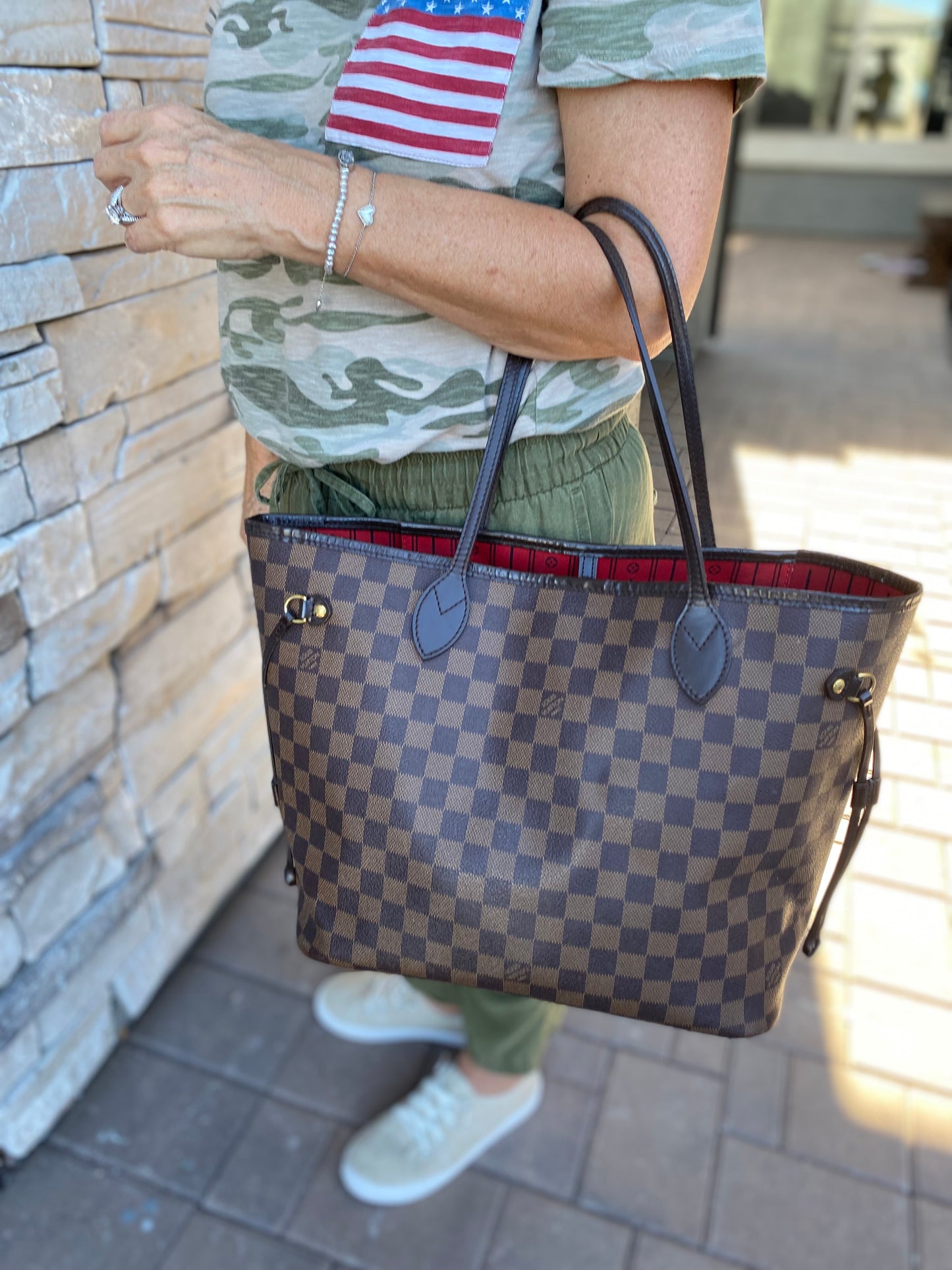 Louis Vuitton Damier Ebene Neverfull MM Tote