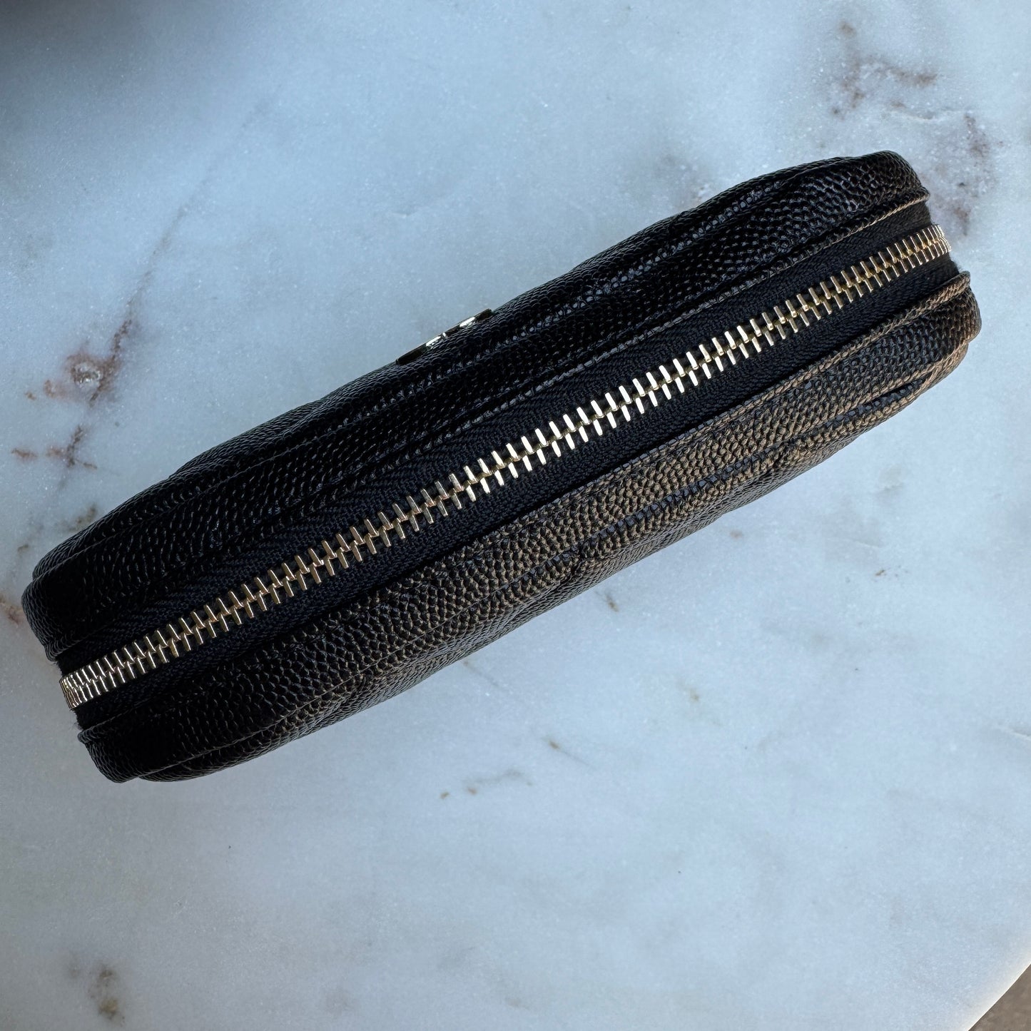 Chanel Small Curvy Quilted Caviar Cosmetic Pouch