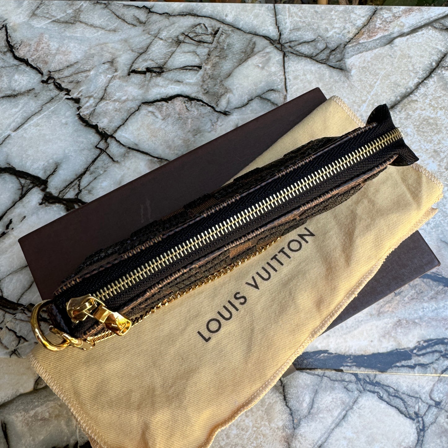 Louis Vuitton Damier Ebene Paillettes Mini Pochette Accessoires