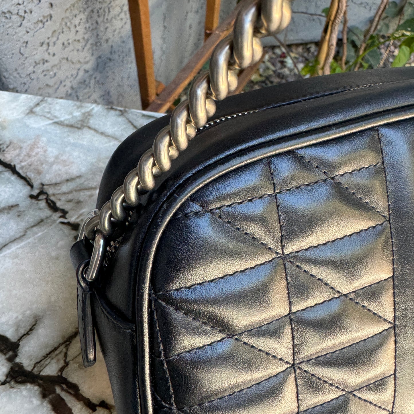 Gucci Calfskin Matelasse Aria Small GG Marmont Chain Shoulder Bag