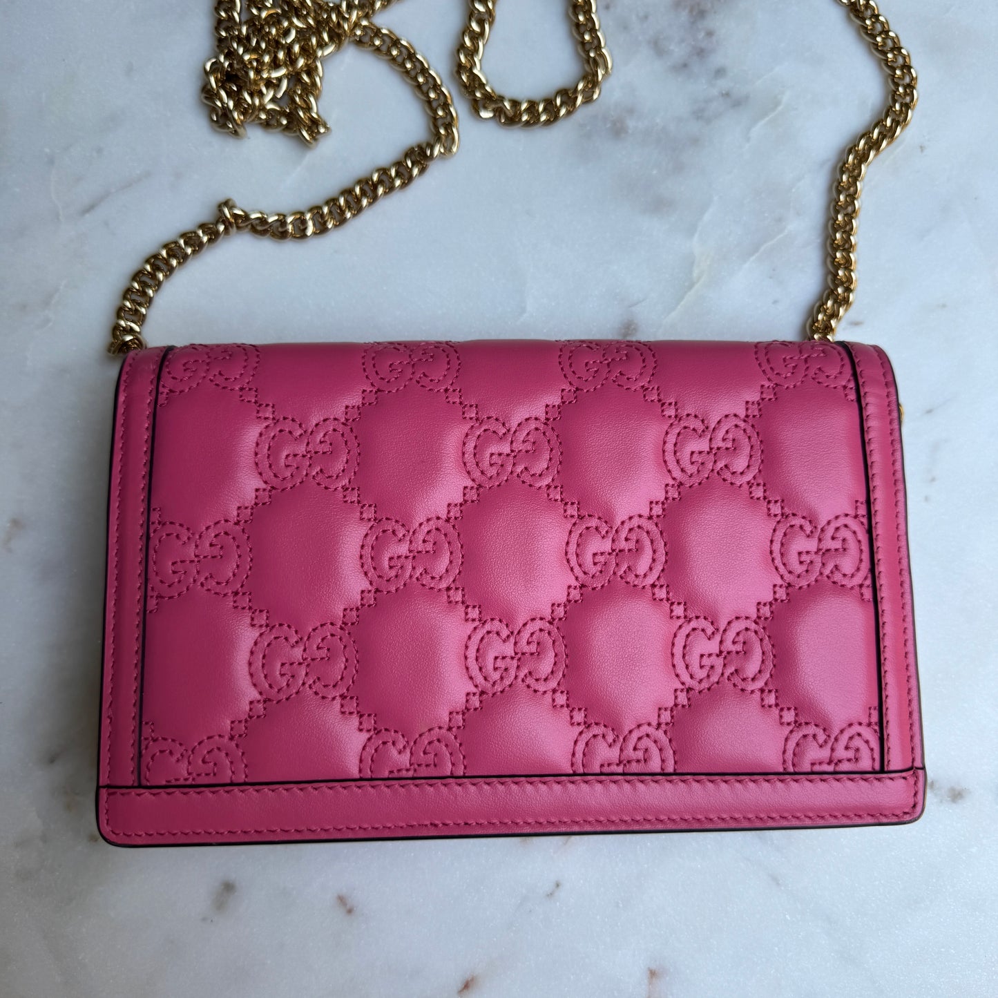 Gucci GG Matelassé Chain Wallet WOC Crossbody