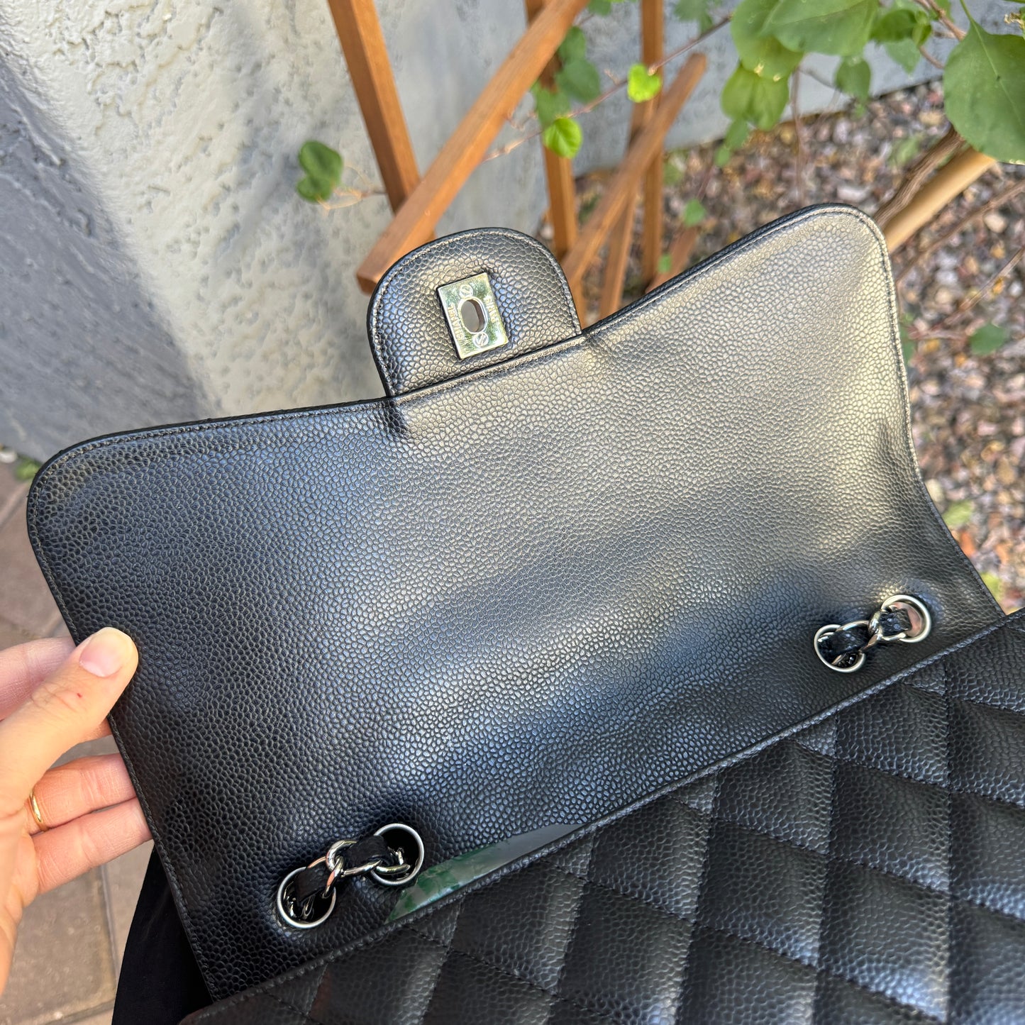 Chanel Caviar Leather Jumbo Single Flap Shoulder Bag