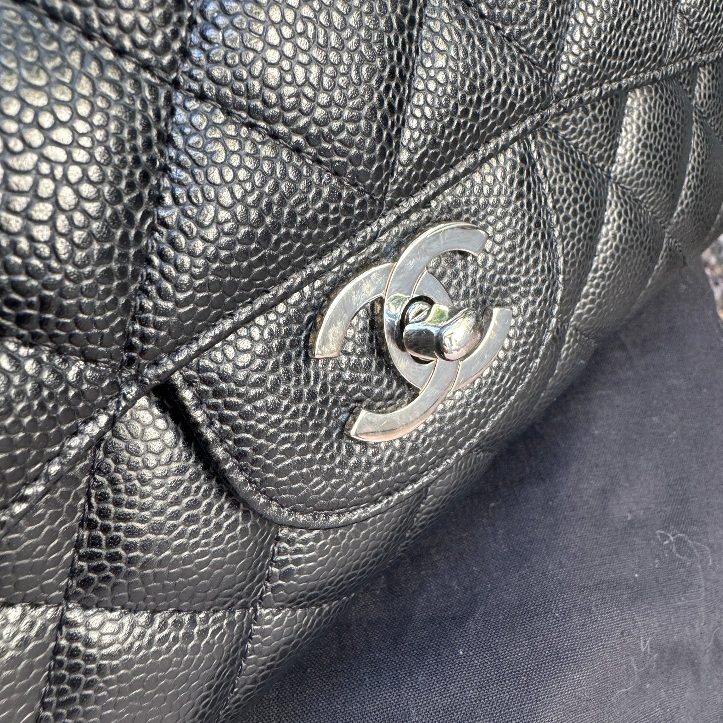 Chanel Caviar Leather Jumbo Single Flap Shoulder Bag