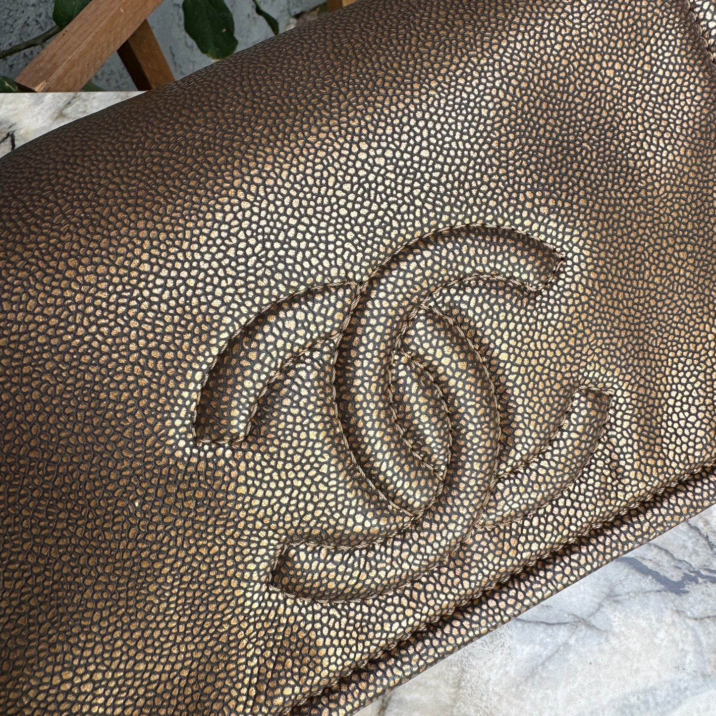 Chanel Classic Timeless Single Flap Metallic Caviar Shoulder Bag