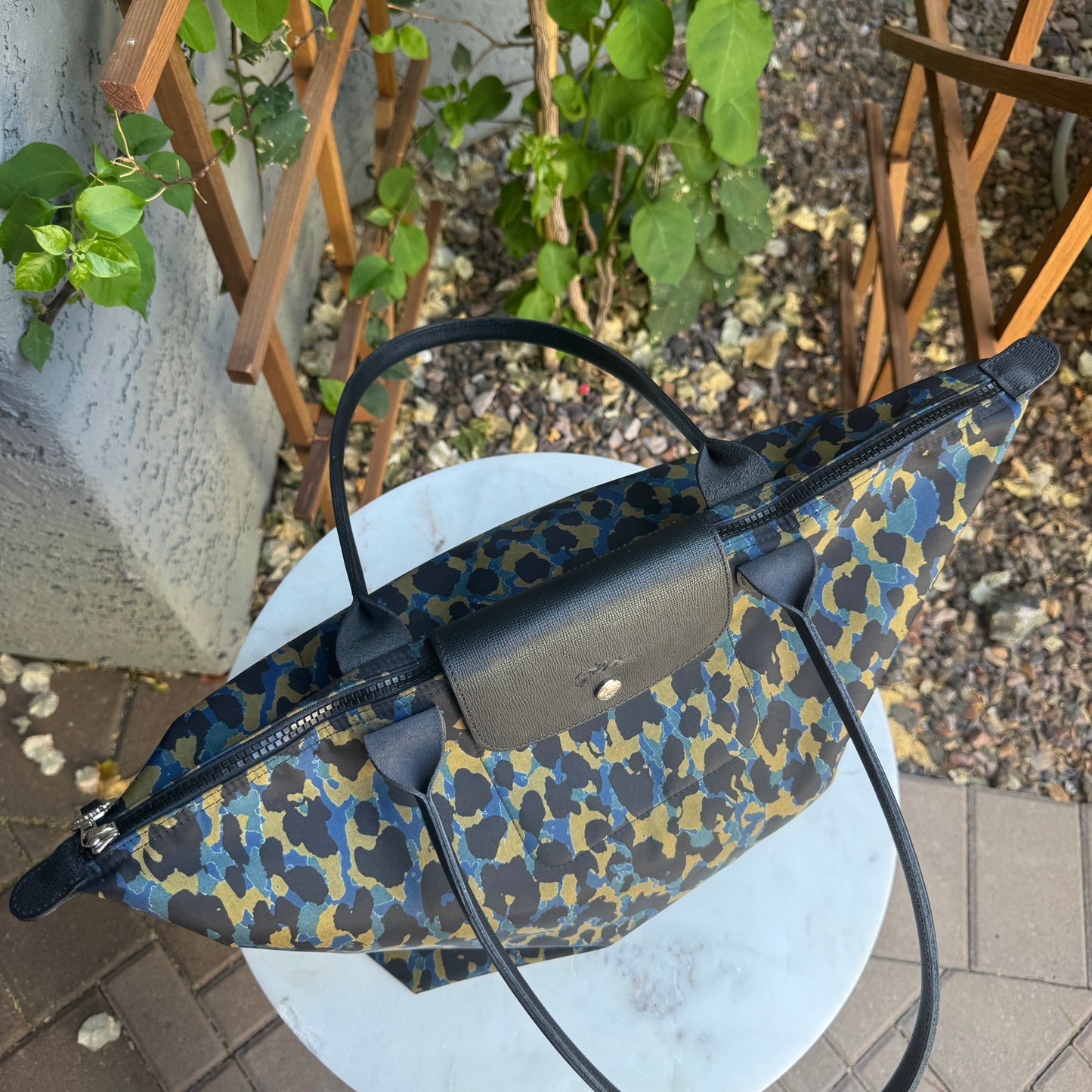 Longchamp Le Pliage Medium Panther Print Nylon Tote