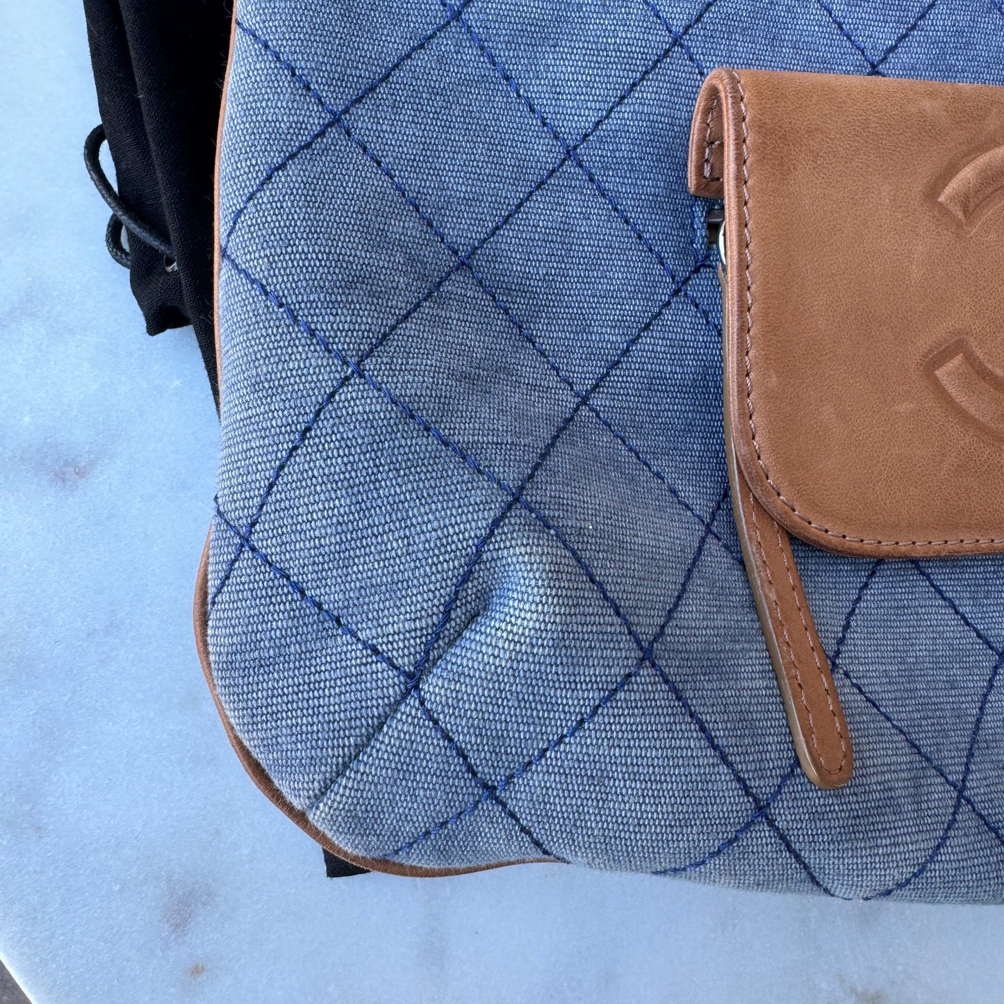 Chanel Denim and Leather 2 Way Clutch