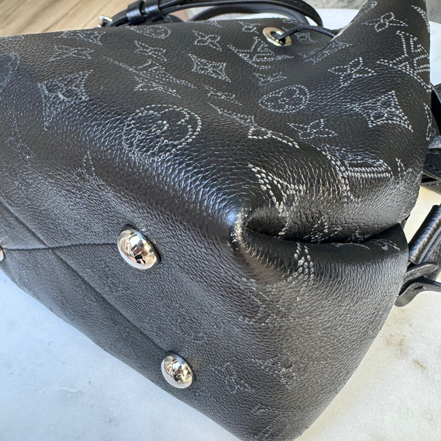 Louis Vuitton Bella Perforated Mahina Monogram Calf Leather Bucket Bag