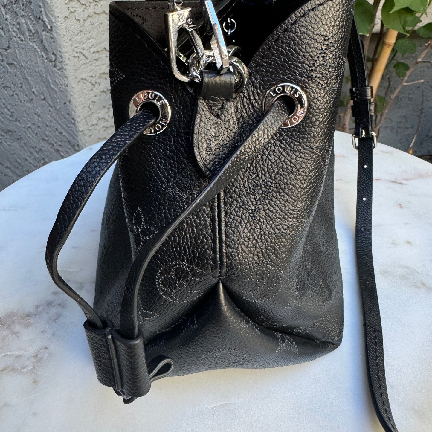 Louis Vuitton Bella Perforated Mahina Monogram Calf Leather Bucket Bag