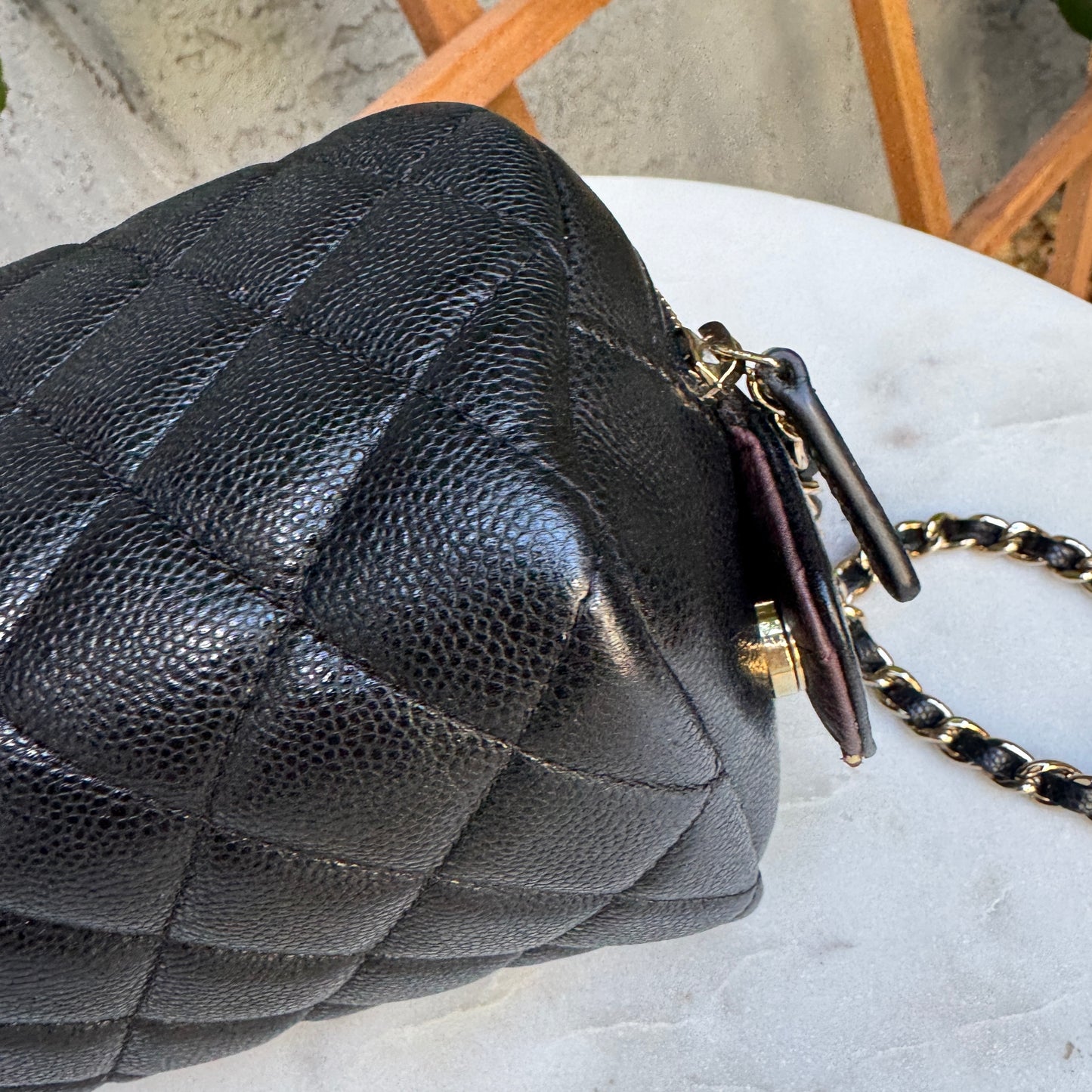 Chanel Double Zip Caviar Leather Cosmetic Bag
