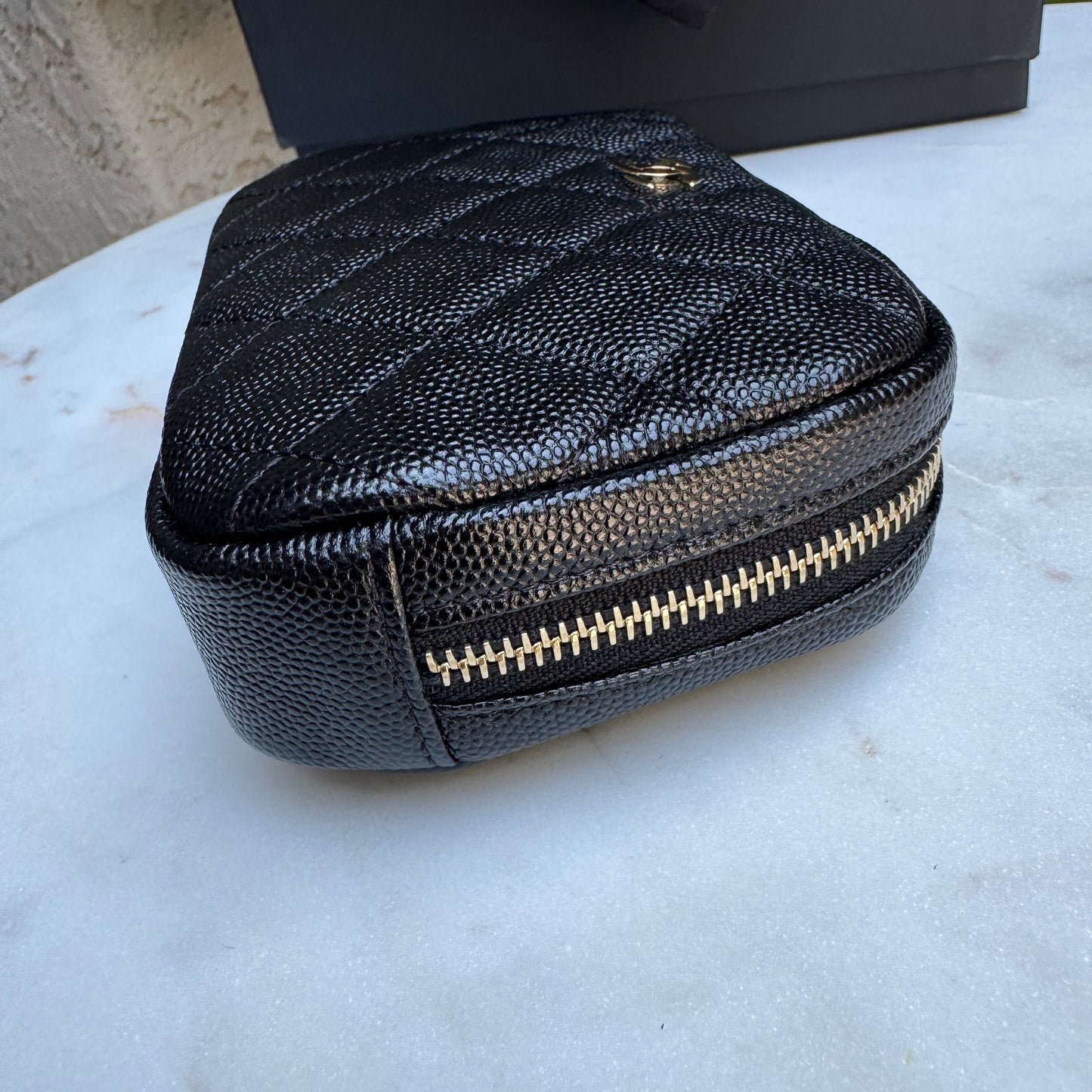 Chanel Small Curvy Quilted Caviar Cosmetic Pouch