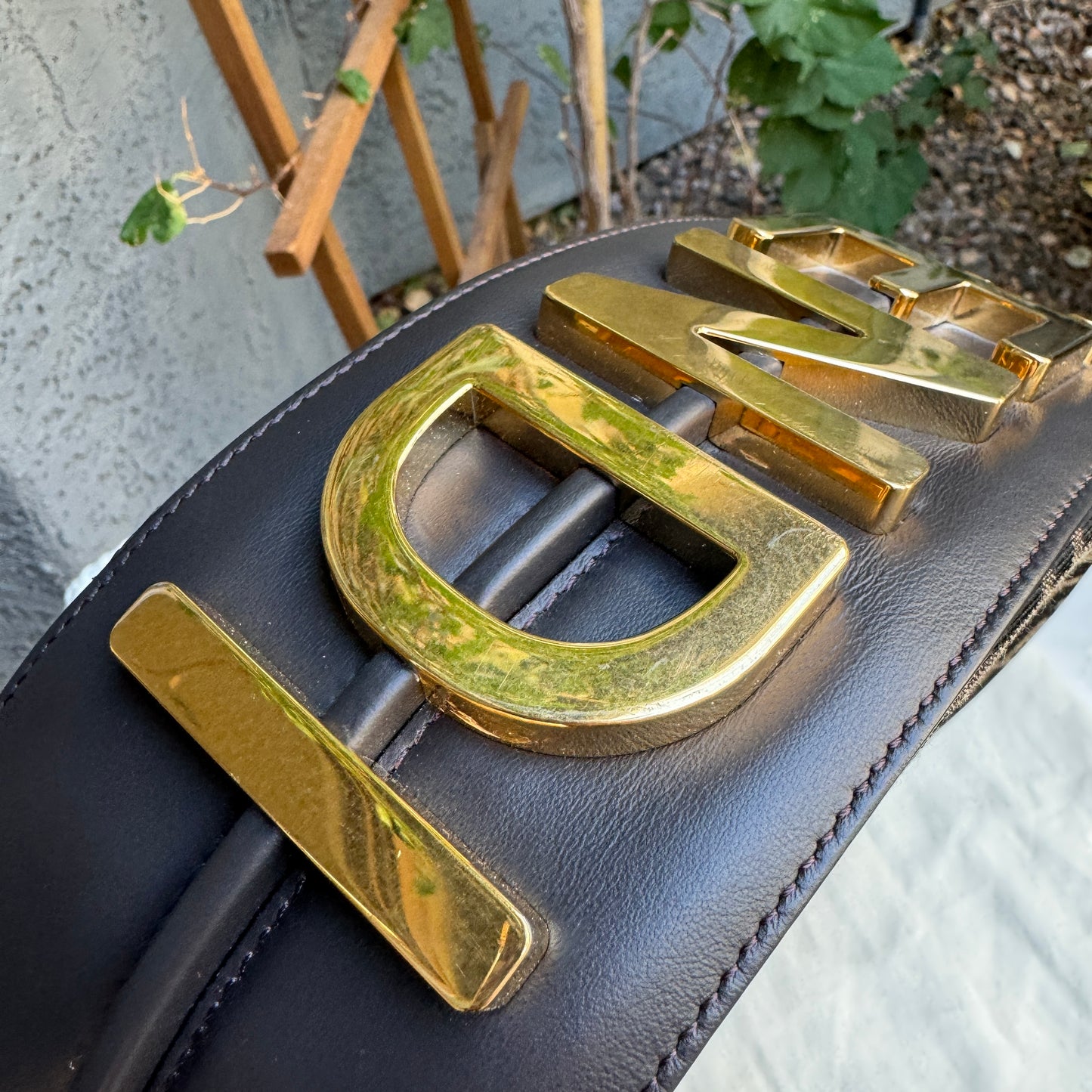 Fendi Zucca Monogram Crescent Small Fendigraphy Shoulder Bag