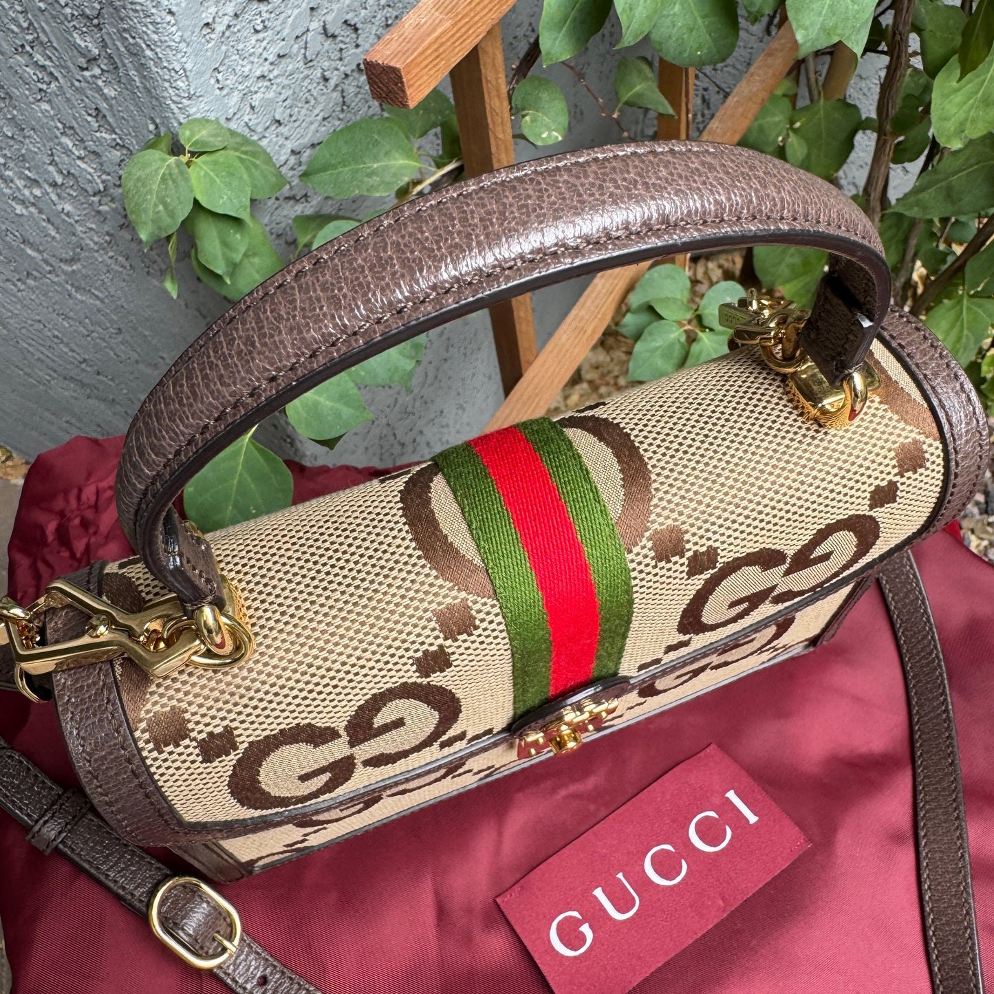 Gucci Ophidia Jumbo Monogram Top Handle Crossbody