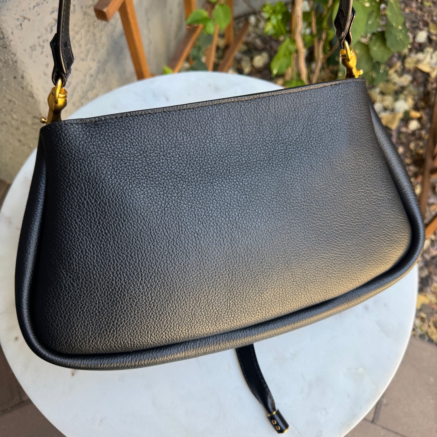 Chloé Shiny Grained Calfskin Marcie Clutch Shoulder Bag