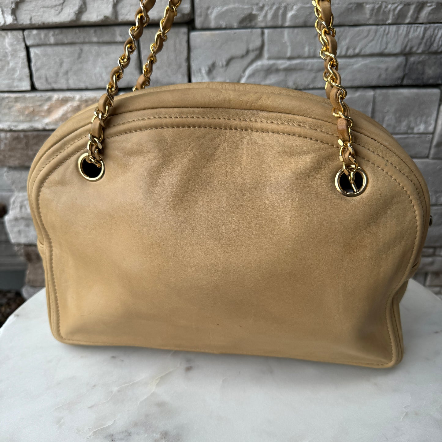 Chanel Vintage CC Chain Leather Shoulder Bag