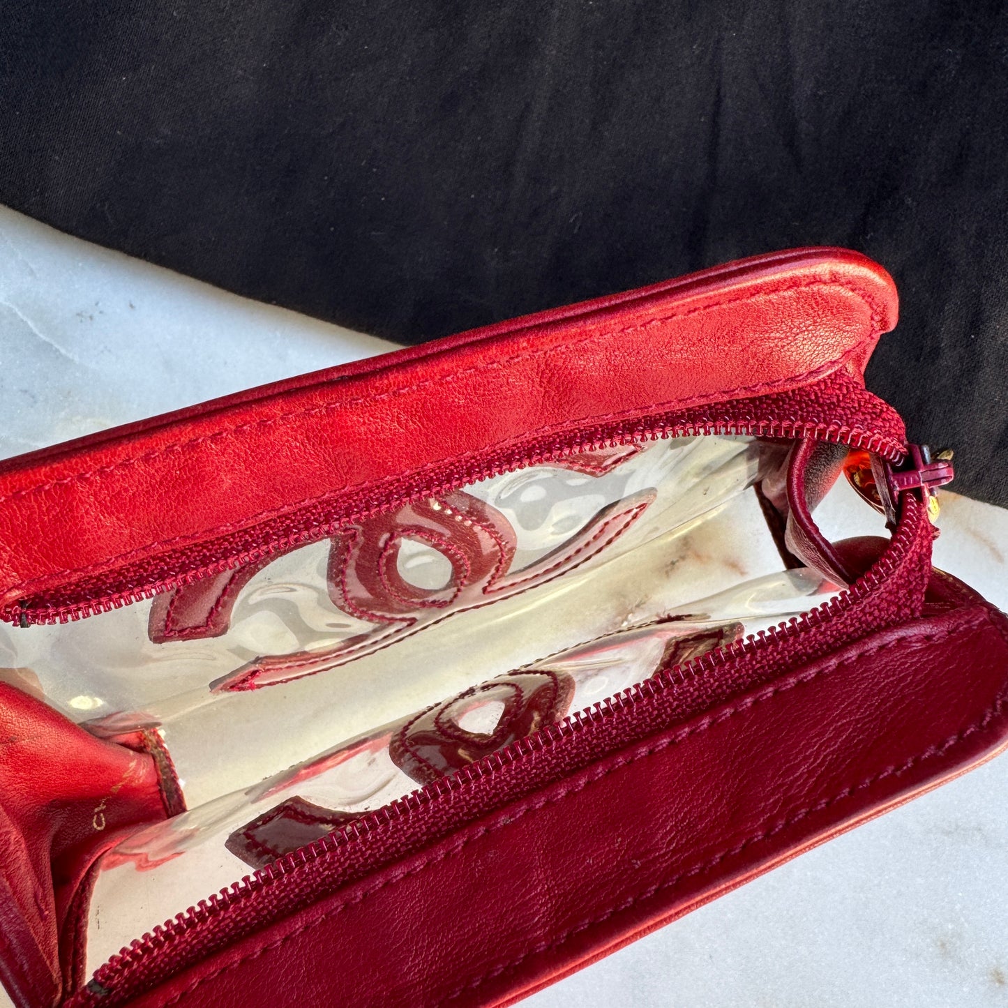 Chanel 90s Vintage CC Lambskin Vinyl Cosmetic Pouch