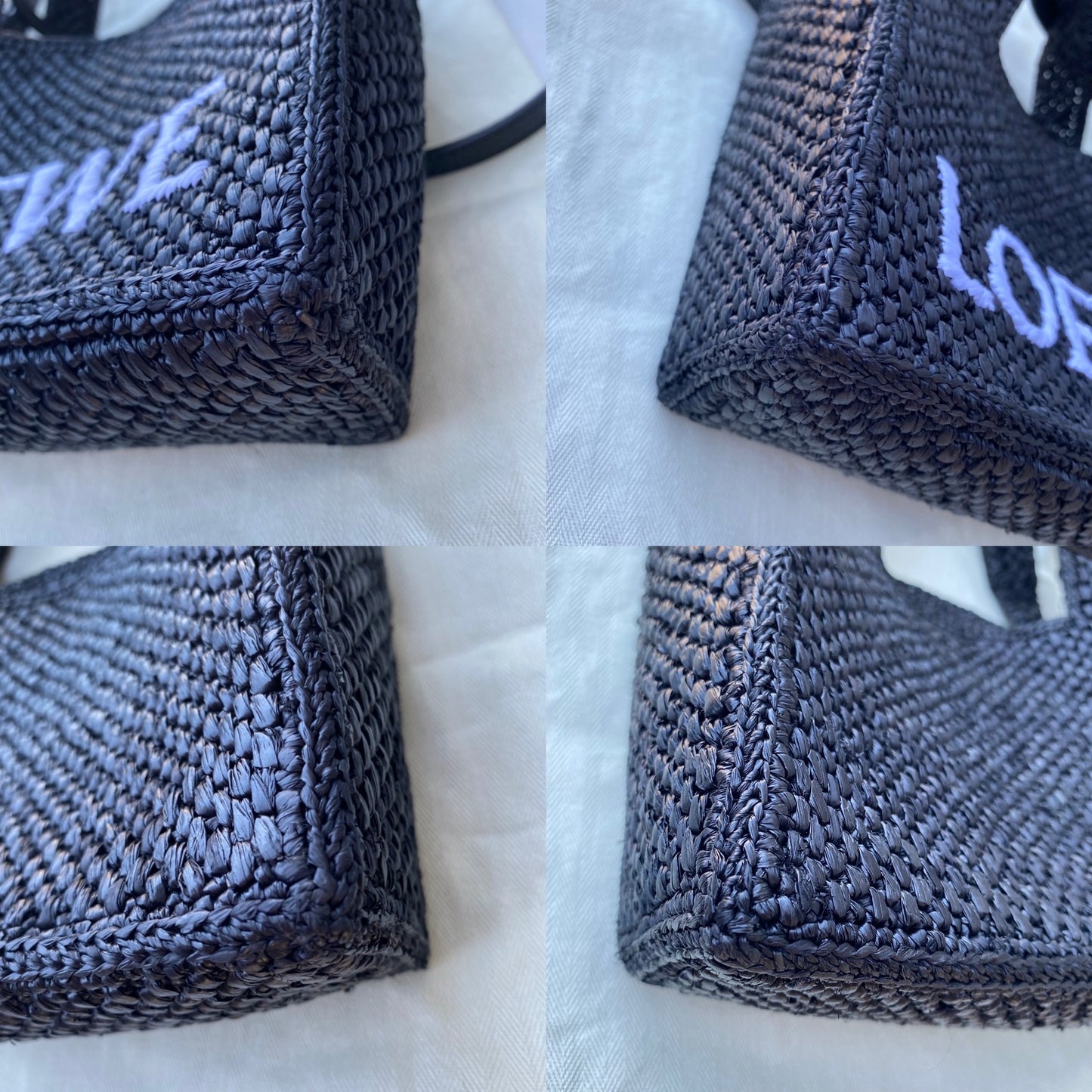 Loewe Mini Raffia Font Tote Crossbody