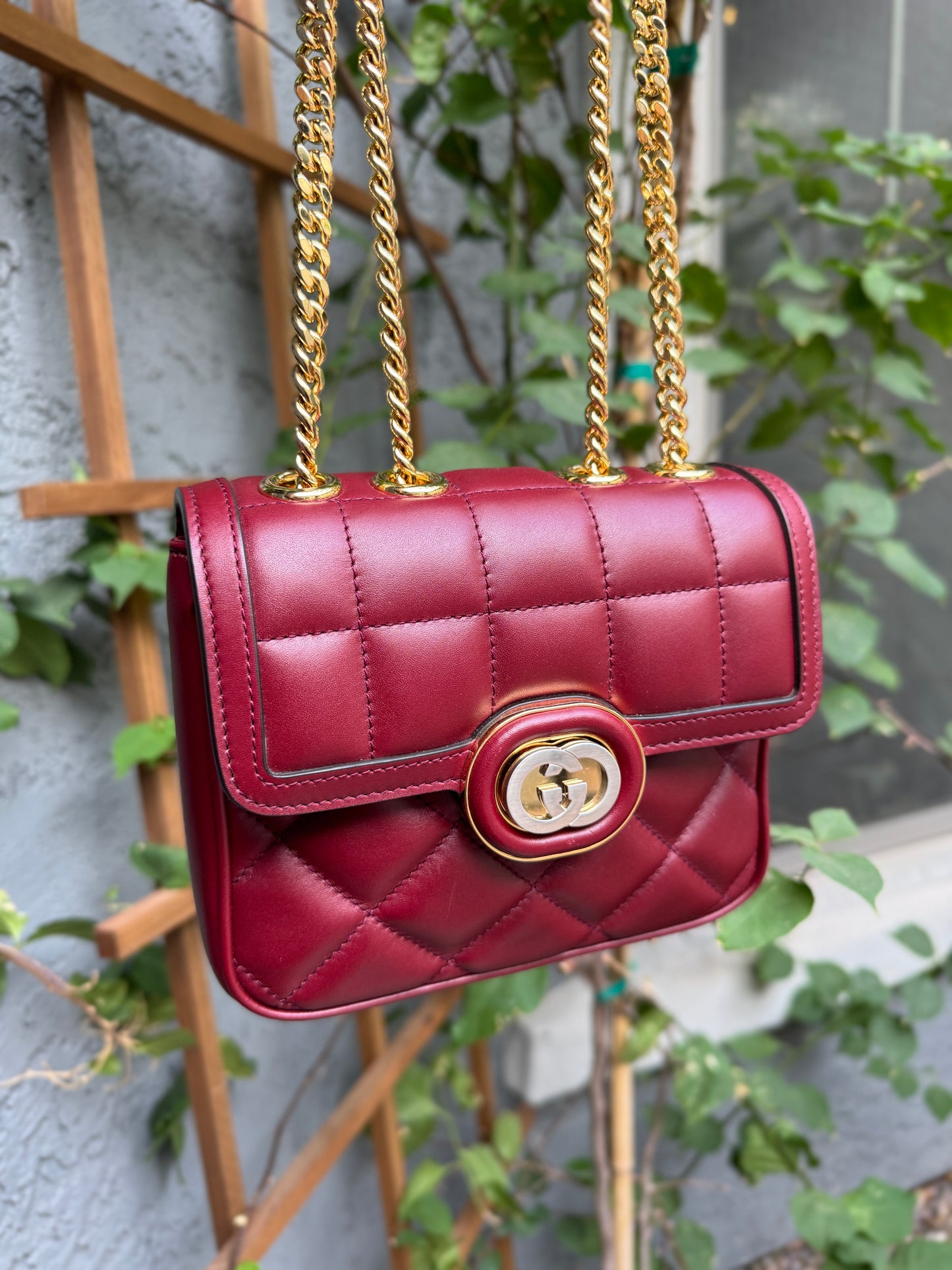 Gucci Deco Mini Flap Leather Crossbody