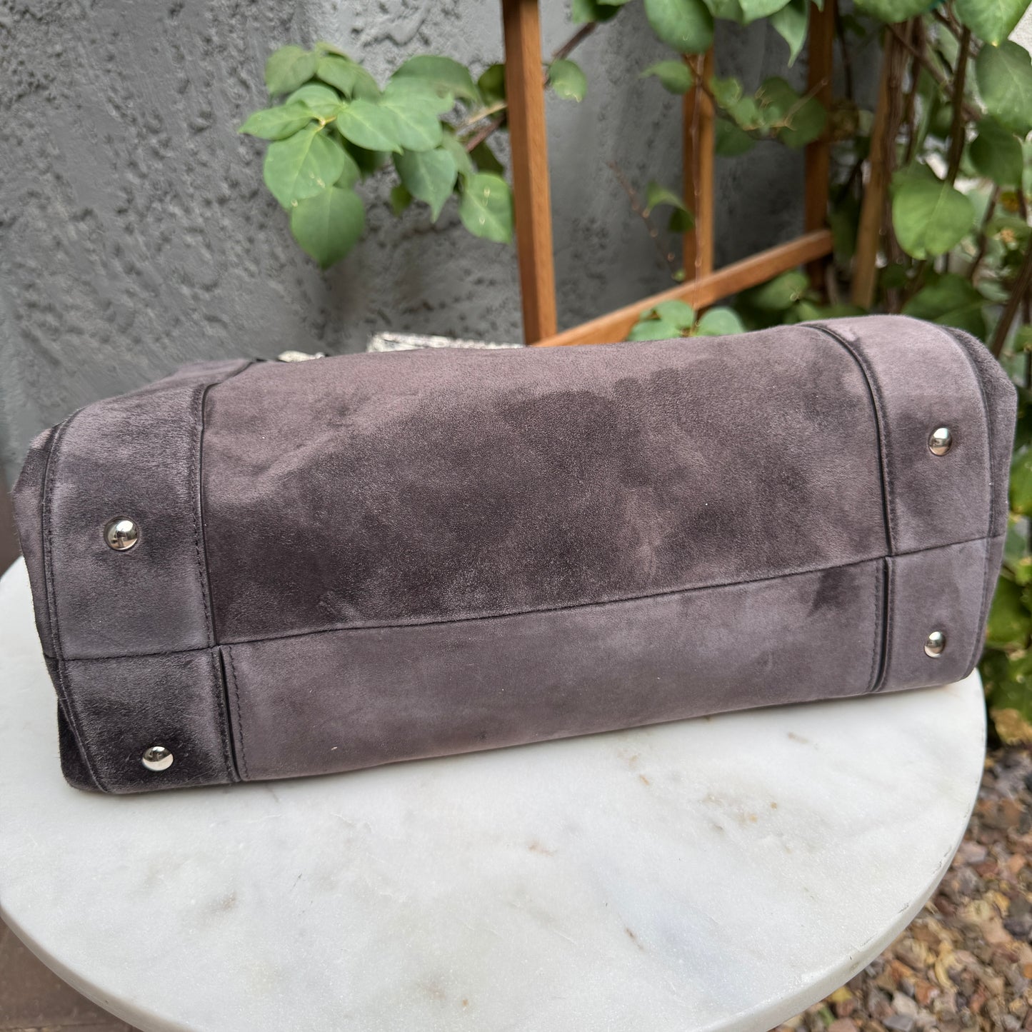 Ferragamo Suede and Python Shoulder Bag