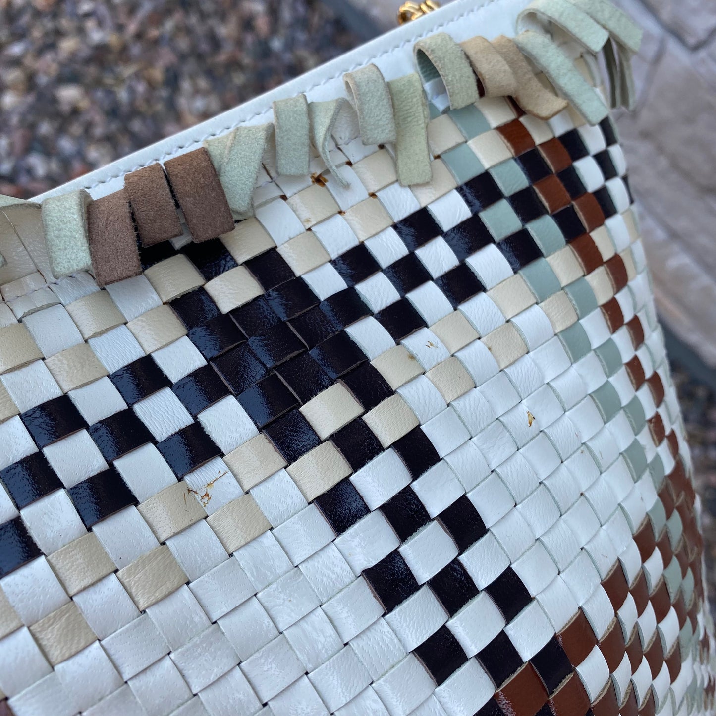 Salvatore Ferragamo Gancini Intrecciato Woven Leather Tote